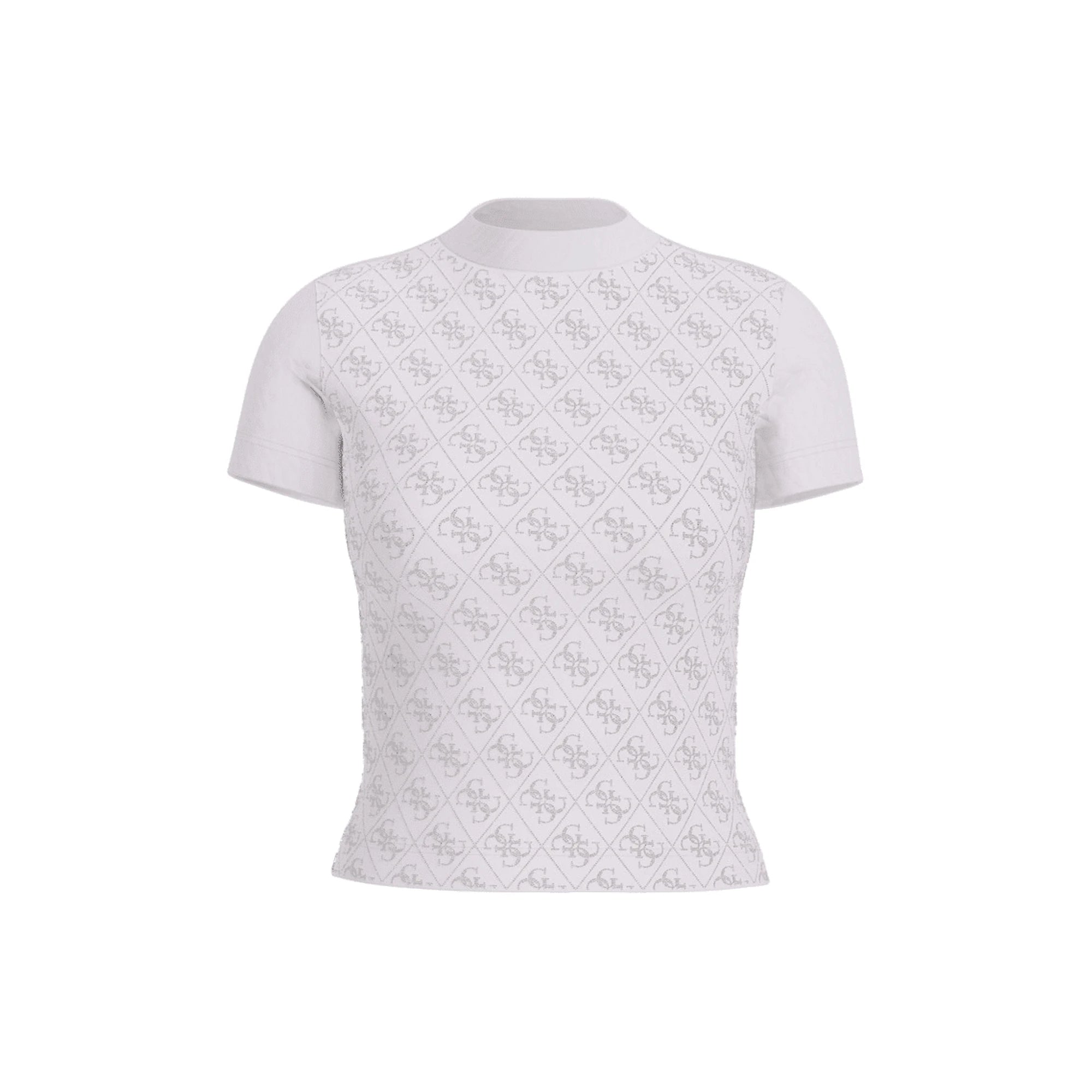 T-shirt in cotone e logo strass da donna guess