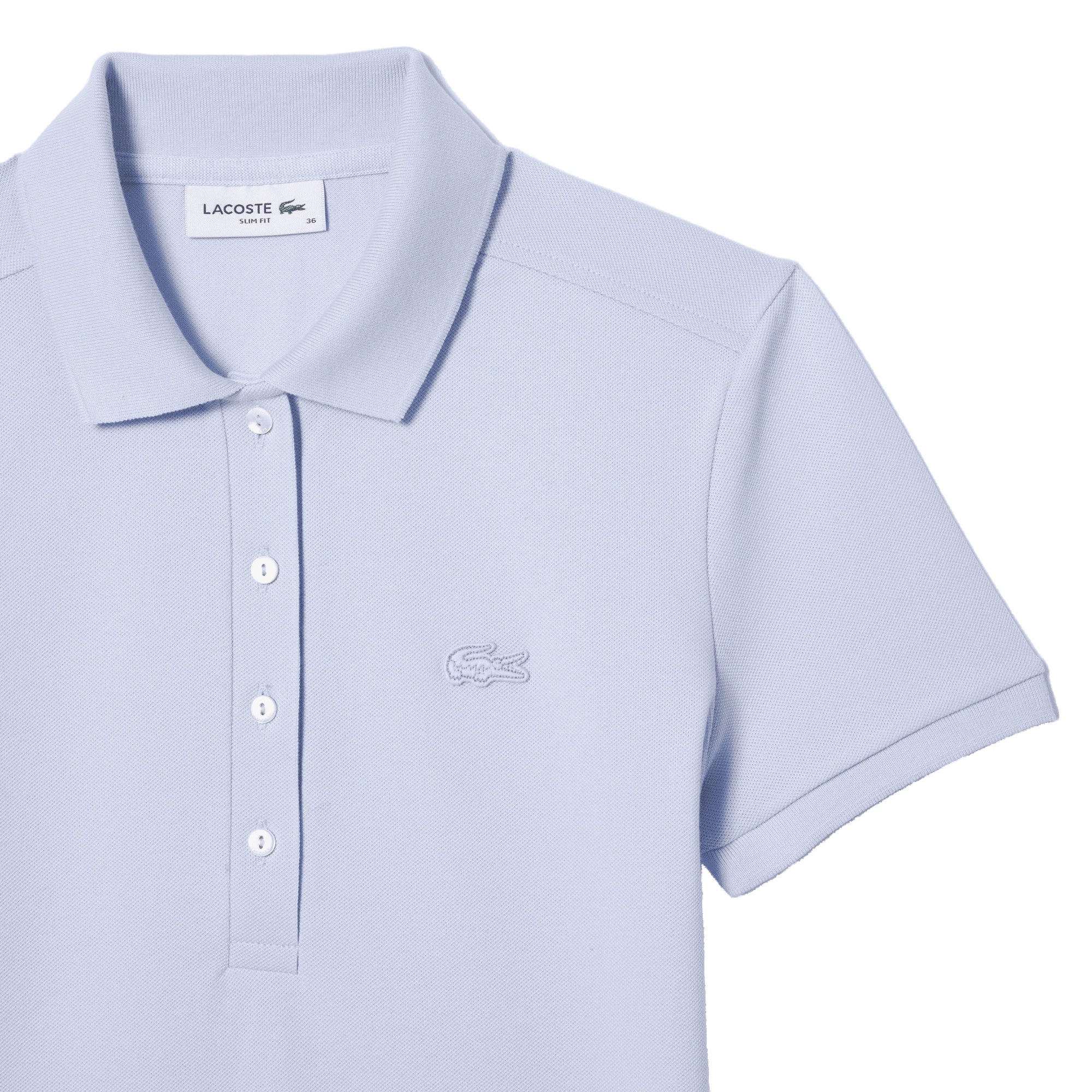 LACOSTE Polo da Donna in Cotone Elasticizzato a Tinta Unita azzurra