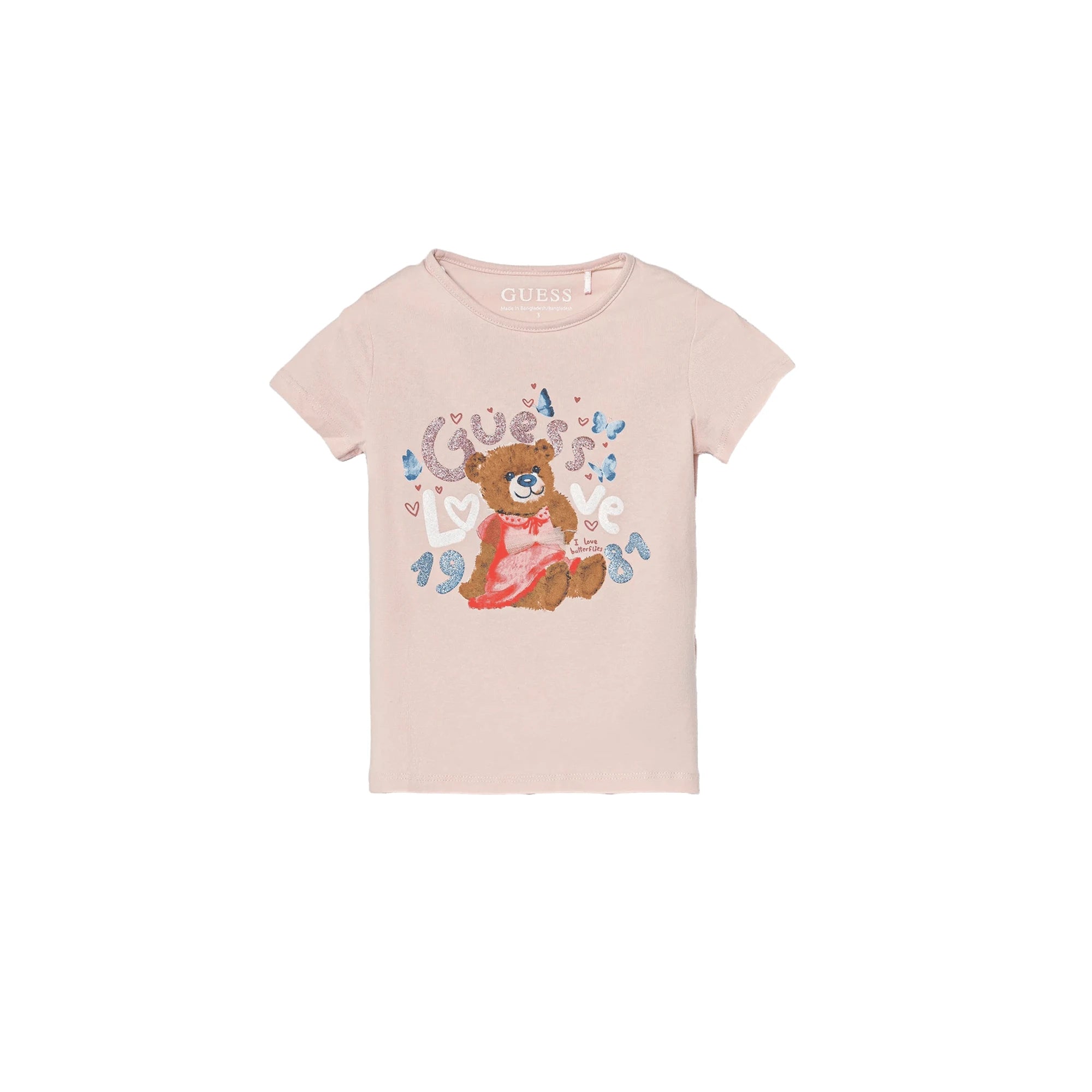 GUESS T-shirt Rosa da Bambina in Cotone Biologico Stampa