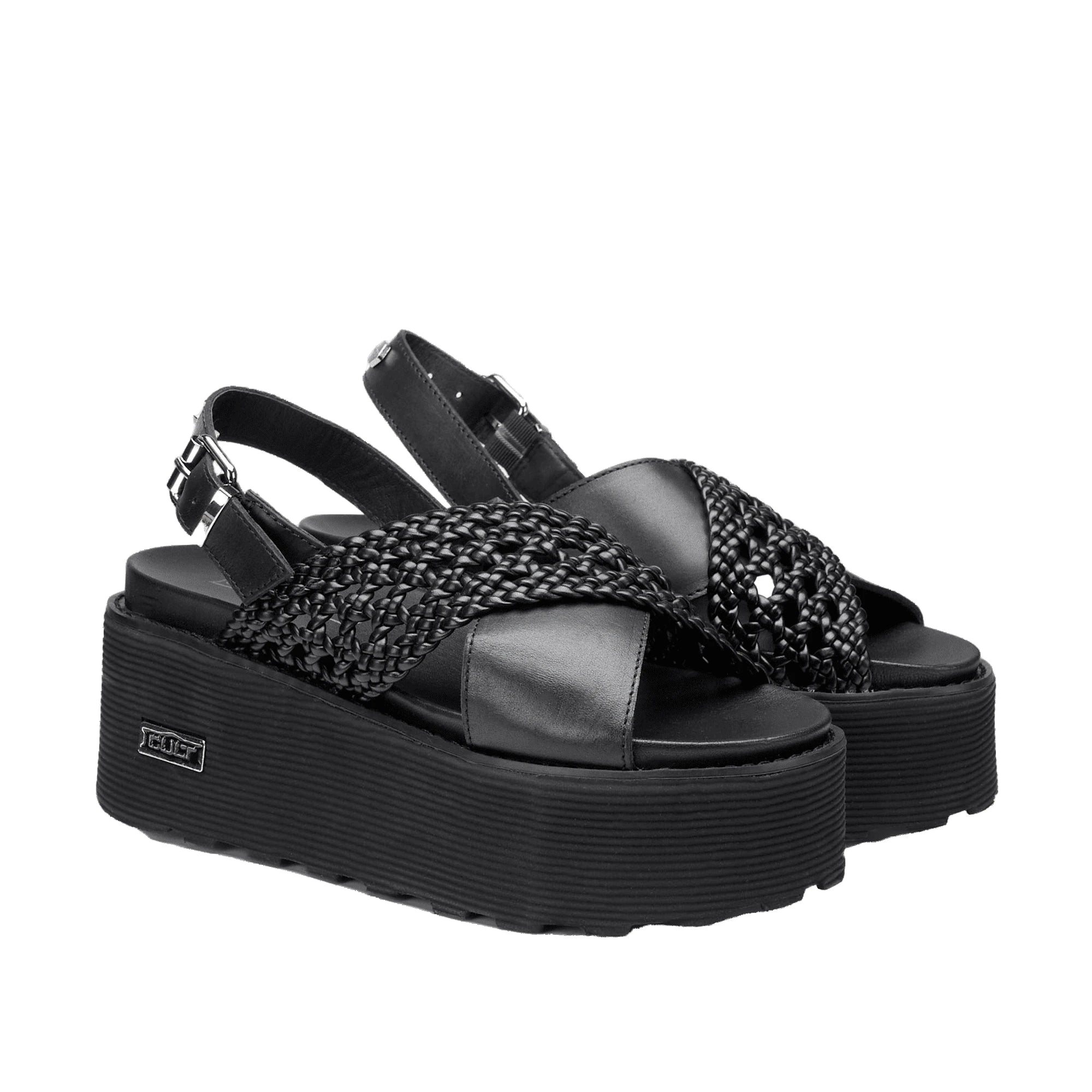 CULT Nancy Sandali Platform Pelle Nera Donna