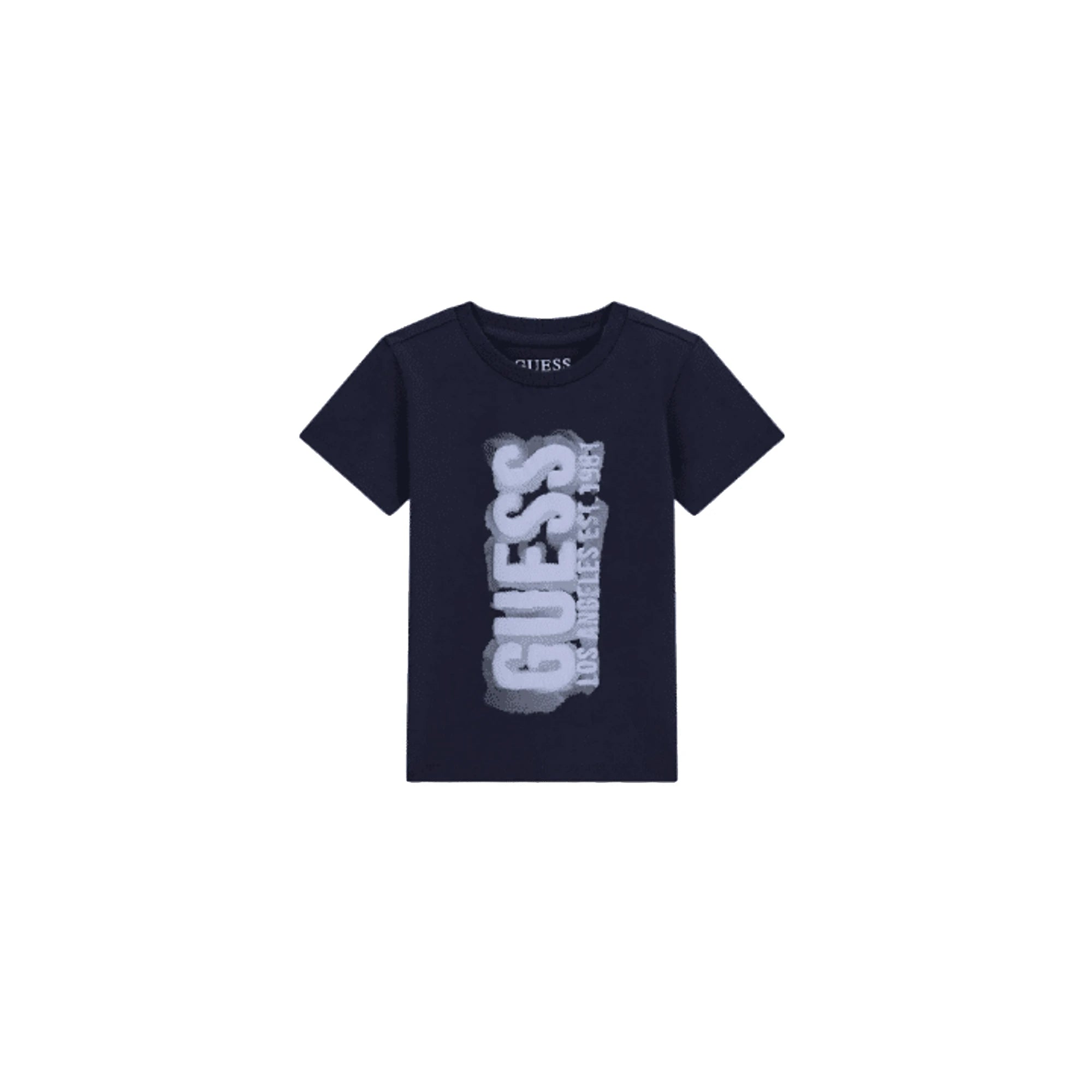 GUESS T-Shirt Maxi Logo Verticale Blu Navy