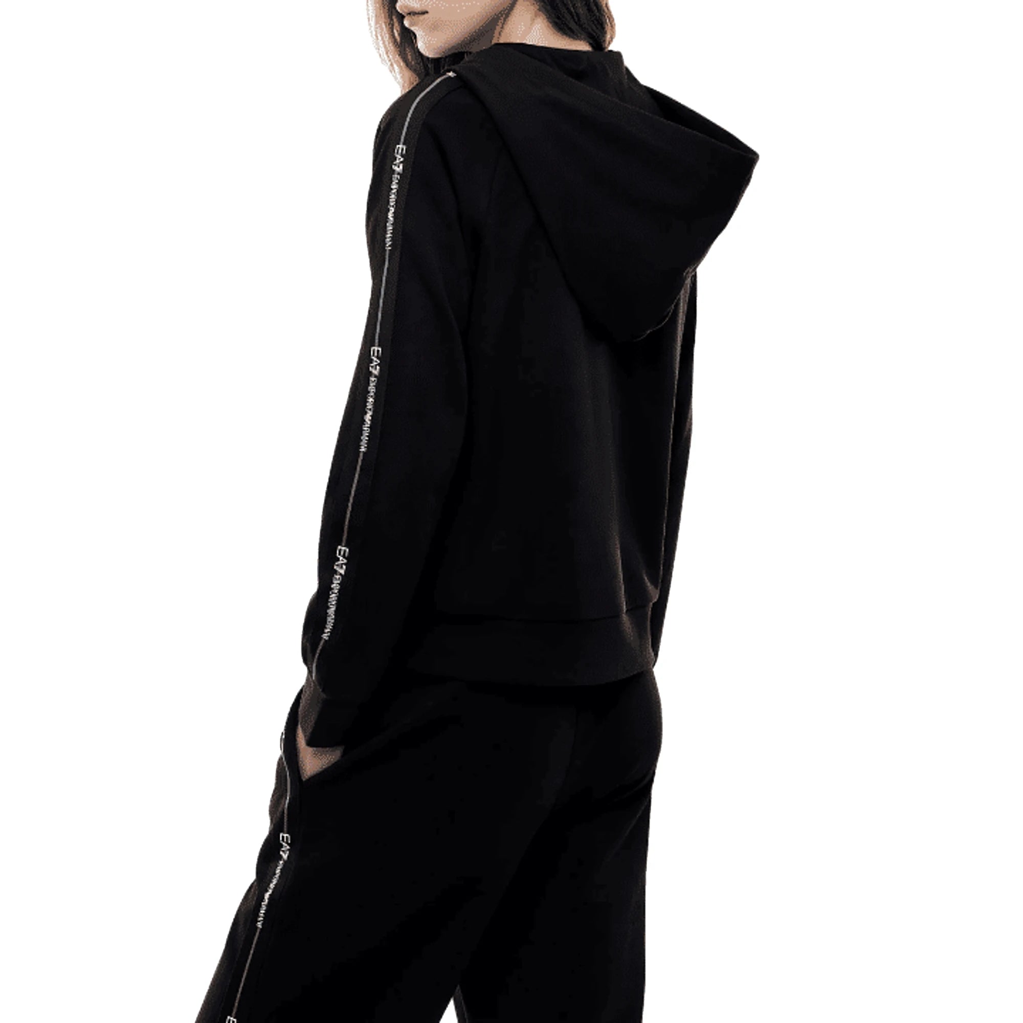 EMPORIO ARMANI EA7 Felpa con Cappuccio Zip Donna Nero