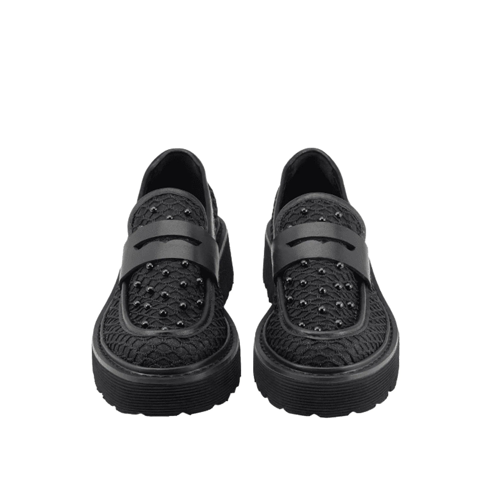 Cult Mocassino Slash 4695 Nero Pelle Mesh Borchie