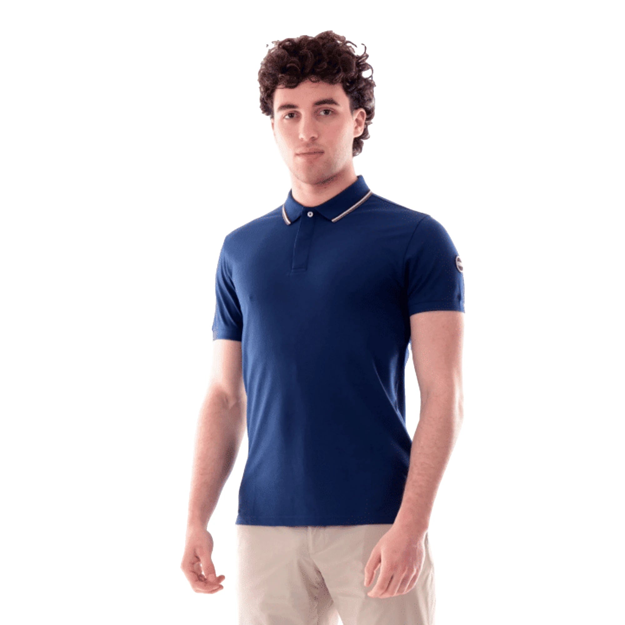 COLMAR Polo in Piqué di Cotone Blu da Uomo