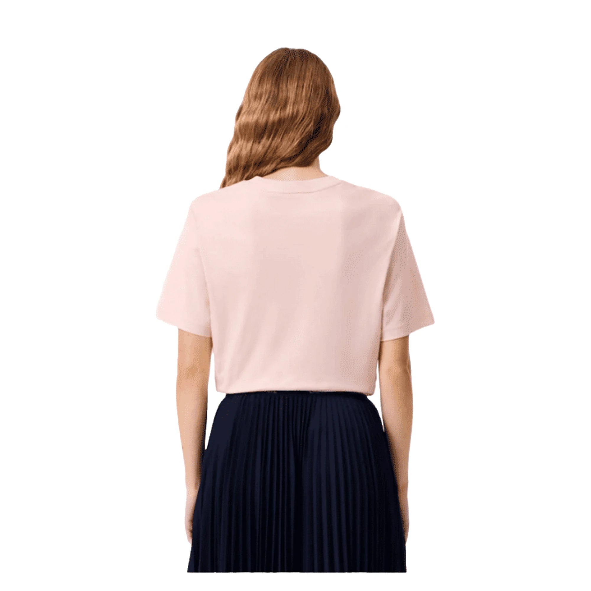 LACOSTE T-Shirt da Donna Logo ricamato in Cotone Rosa