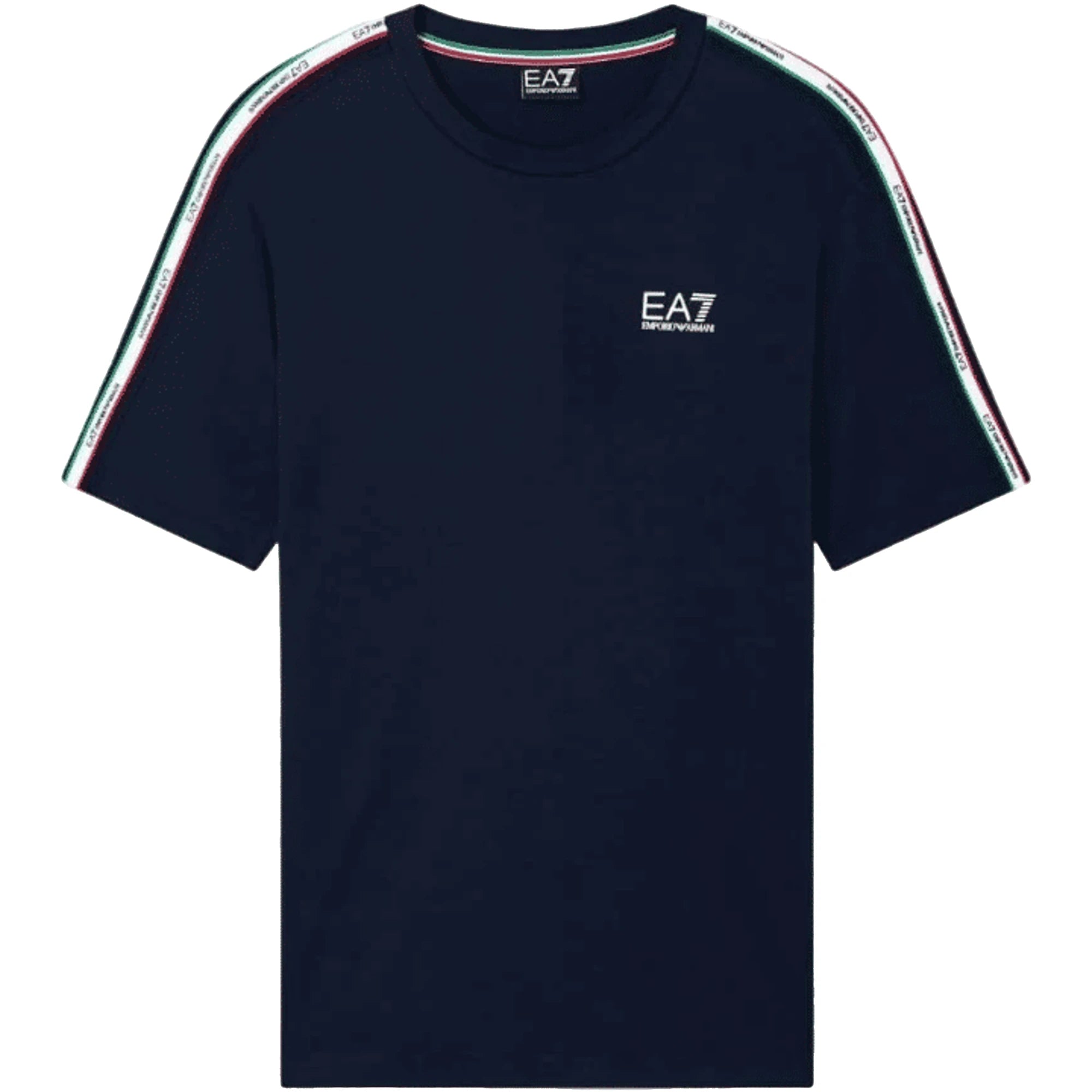 EMPORIO ARMANI EA7 T-shirt Uomo Italia Tape Tricolore Blu