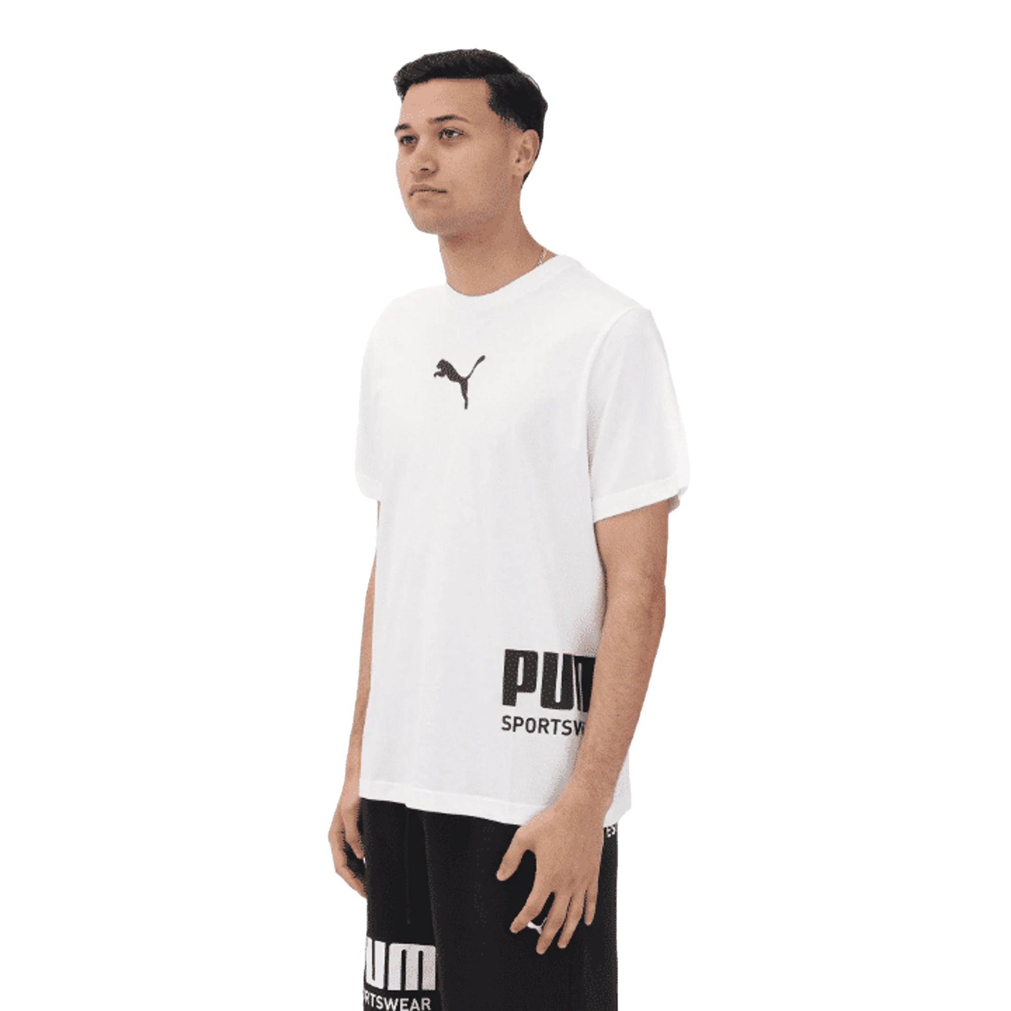 PUMA Maglietta Sport Graphic Uomo Bianca Relaxed Fit