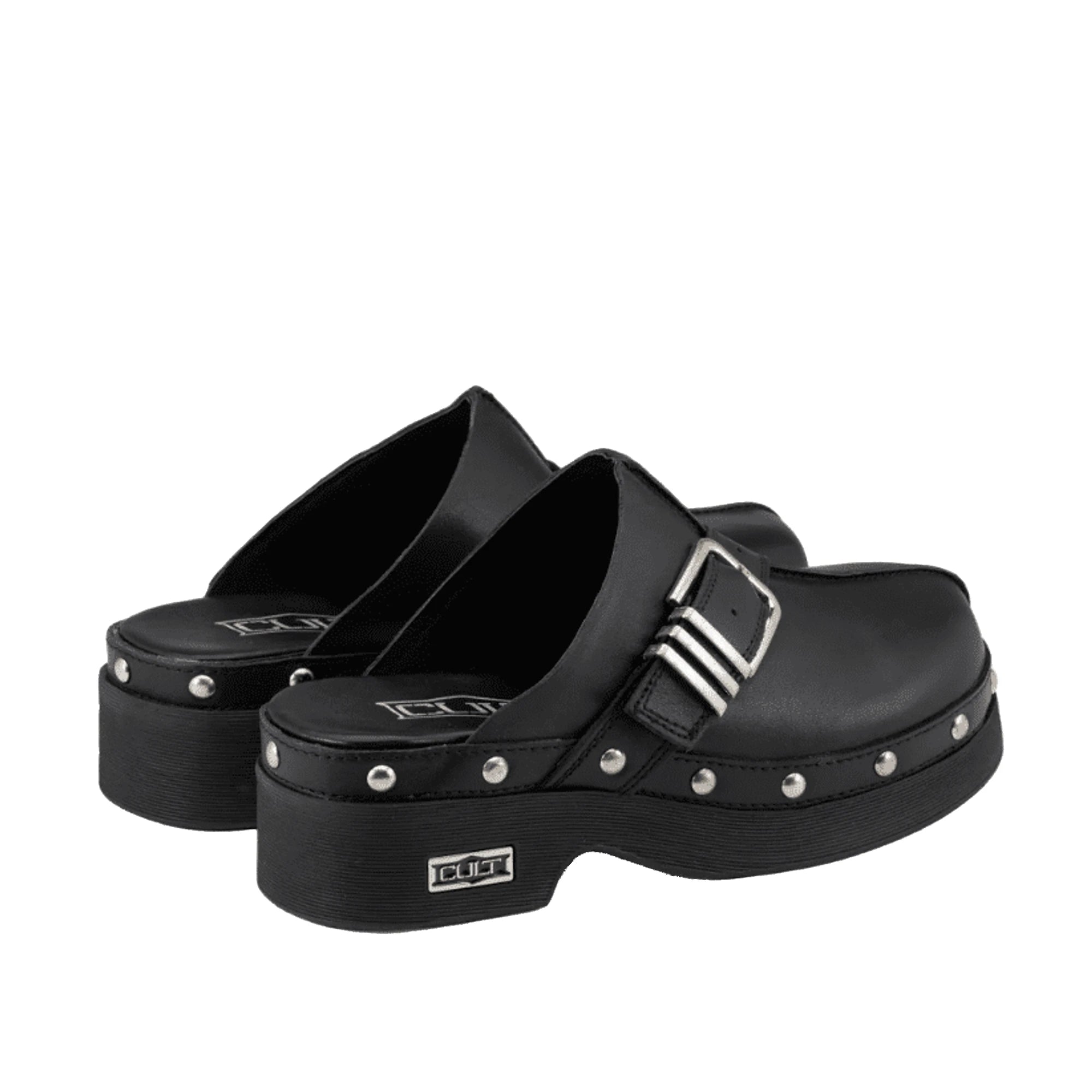 CULT Sabot Muse in Pelle Nera con Borchie