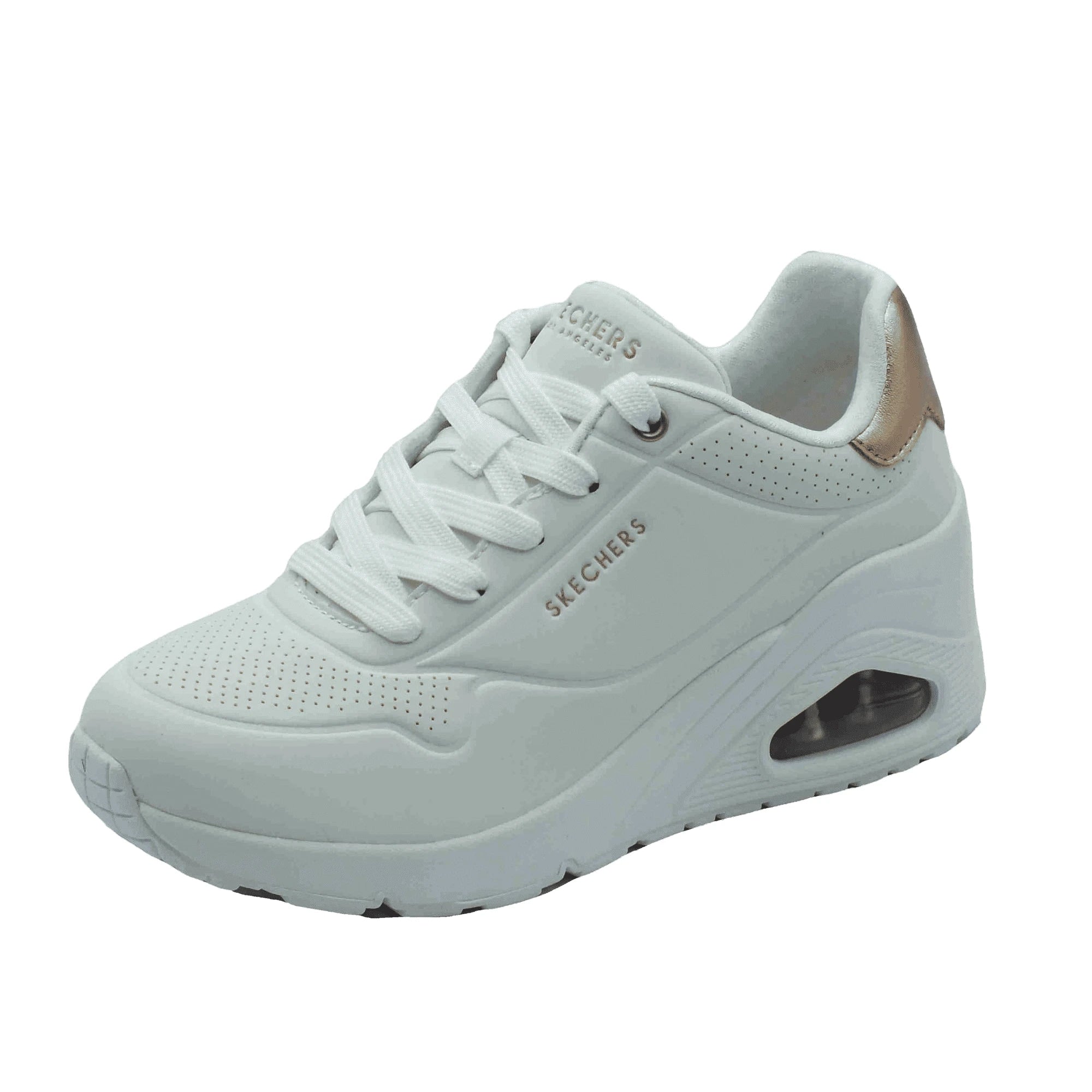 SKECHERS Uno Wedge Hi Steps Bianche da Donna in Ecopelle