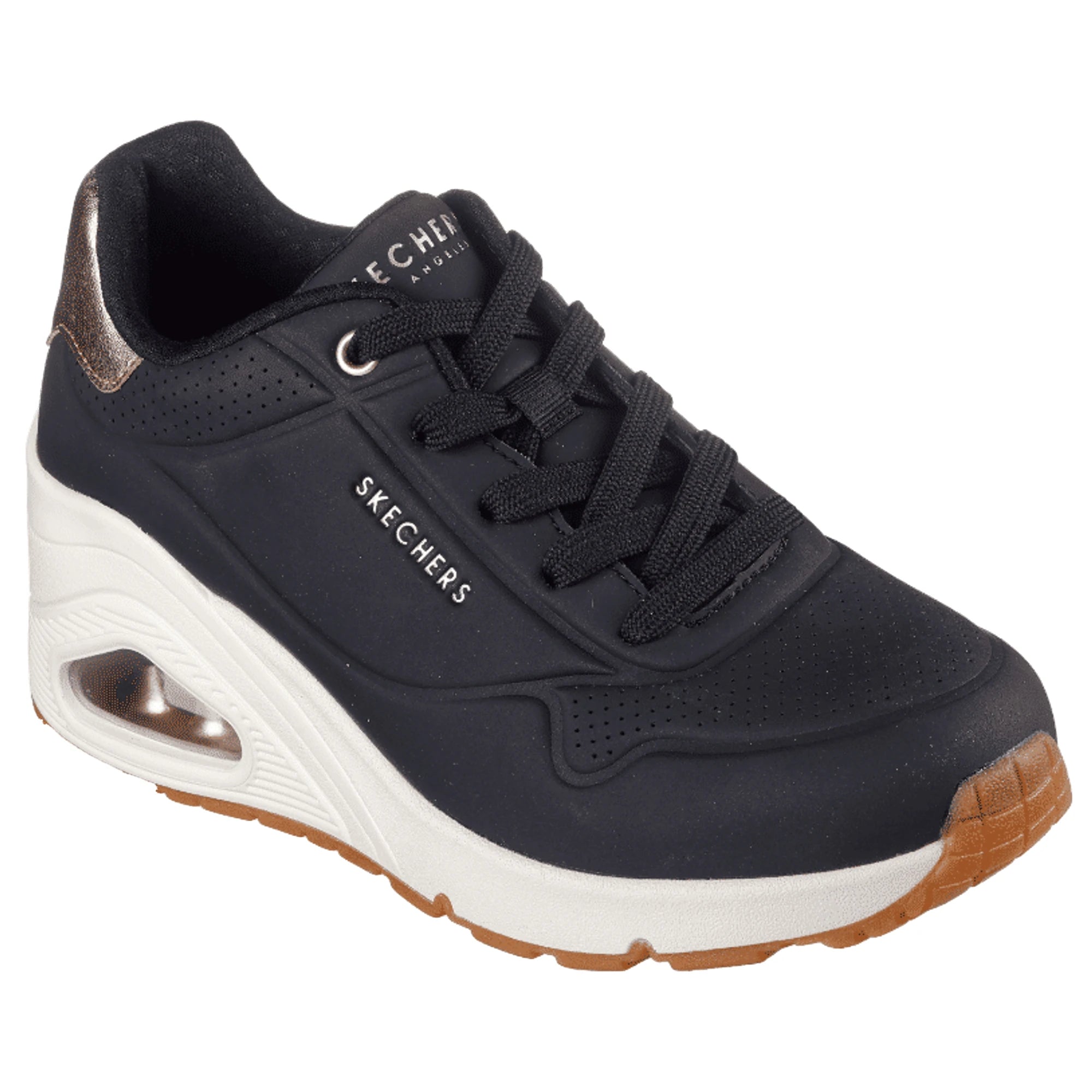 SKECHERS Uno Wedge HI Steps Sneakers Nere con Zeppa da Donna