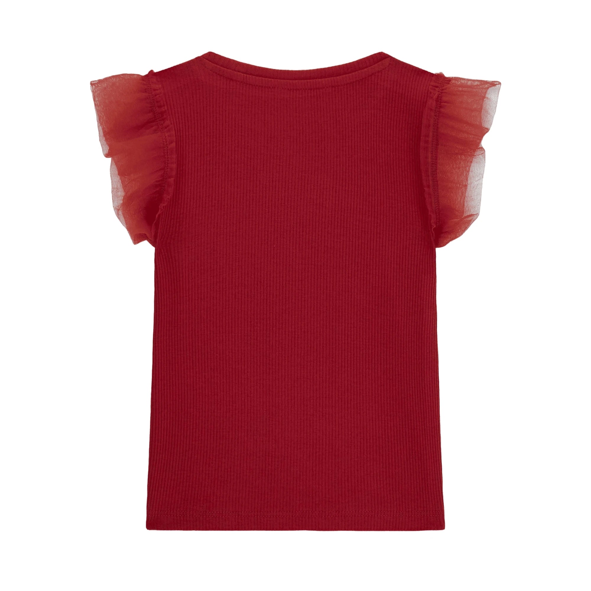 GUESS T-shirt da Bambina in Cotone e Chiffon con Logo Ricamato