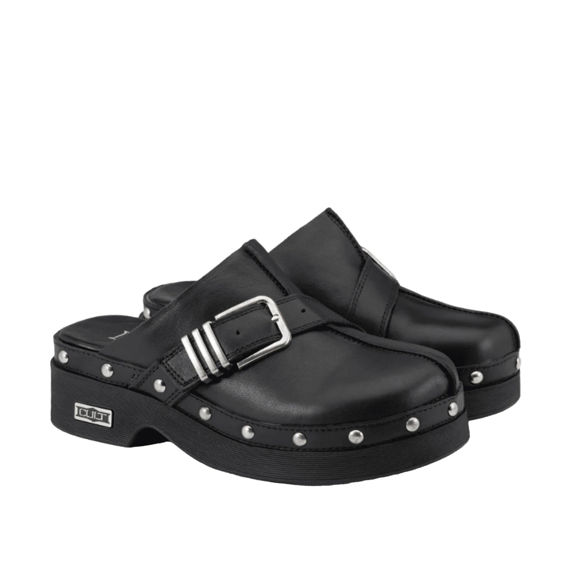 CULT Sabot Muse in Pelle Nera con Borchie