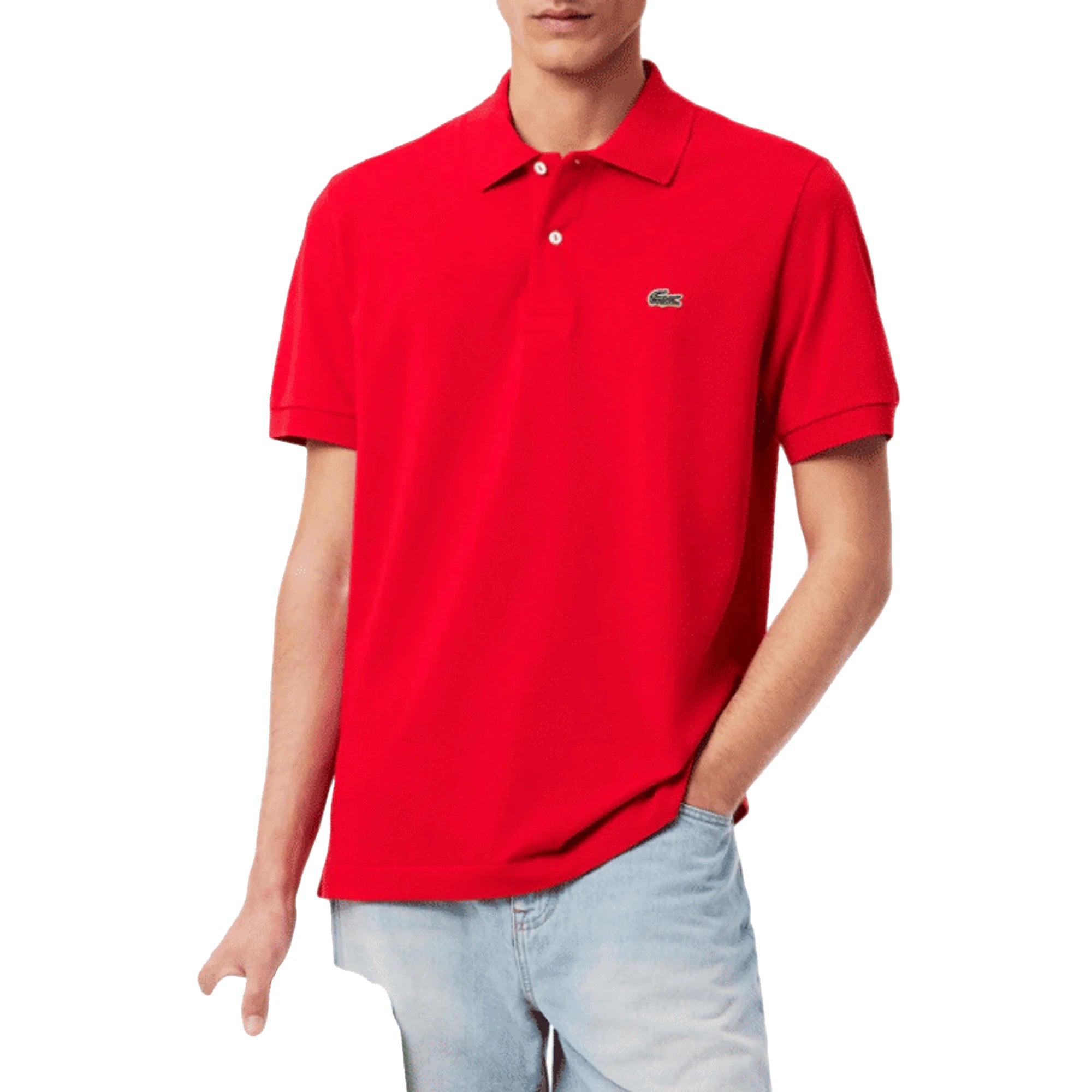 LACOSTE Polo Piqué da Uomo in Rosso con logo ricamato