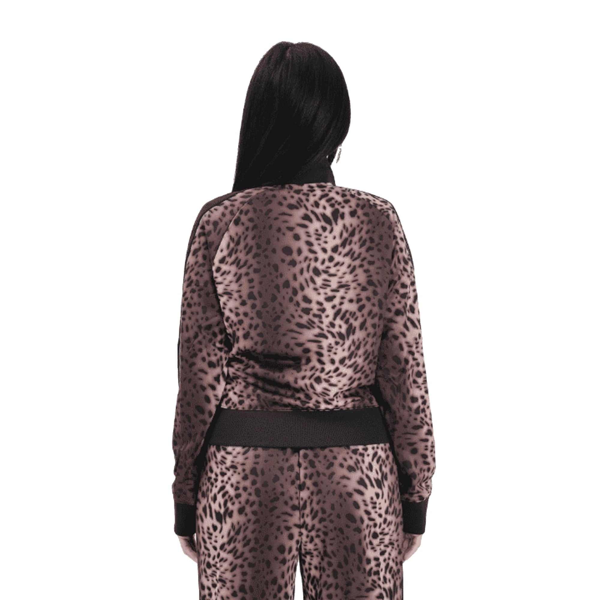 PUMA Felpa con zip T7 Leo Luxe da donna marrone e nera