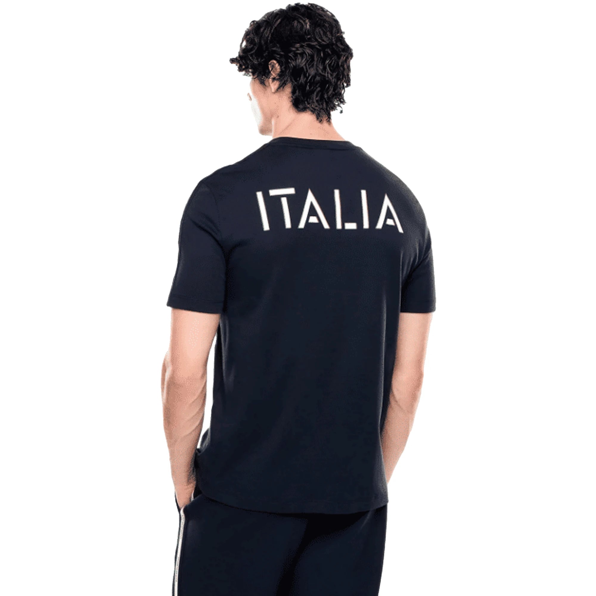 EMPORIO ARMANI EA7 T-shirt Uomo Italia Tape Tricolore Blu