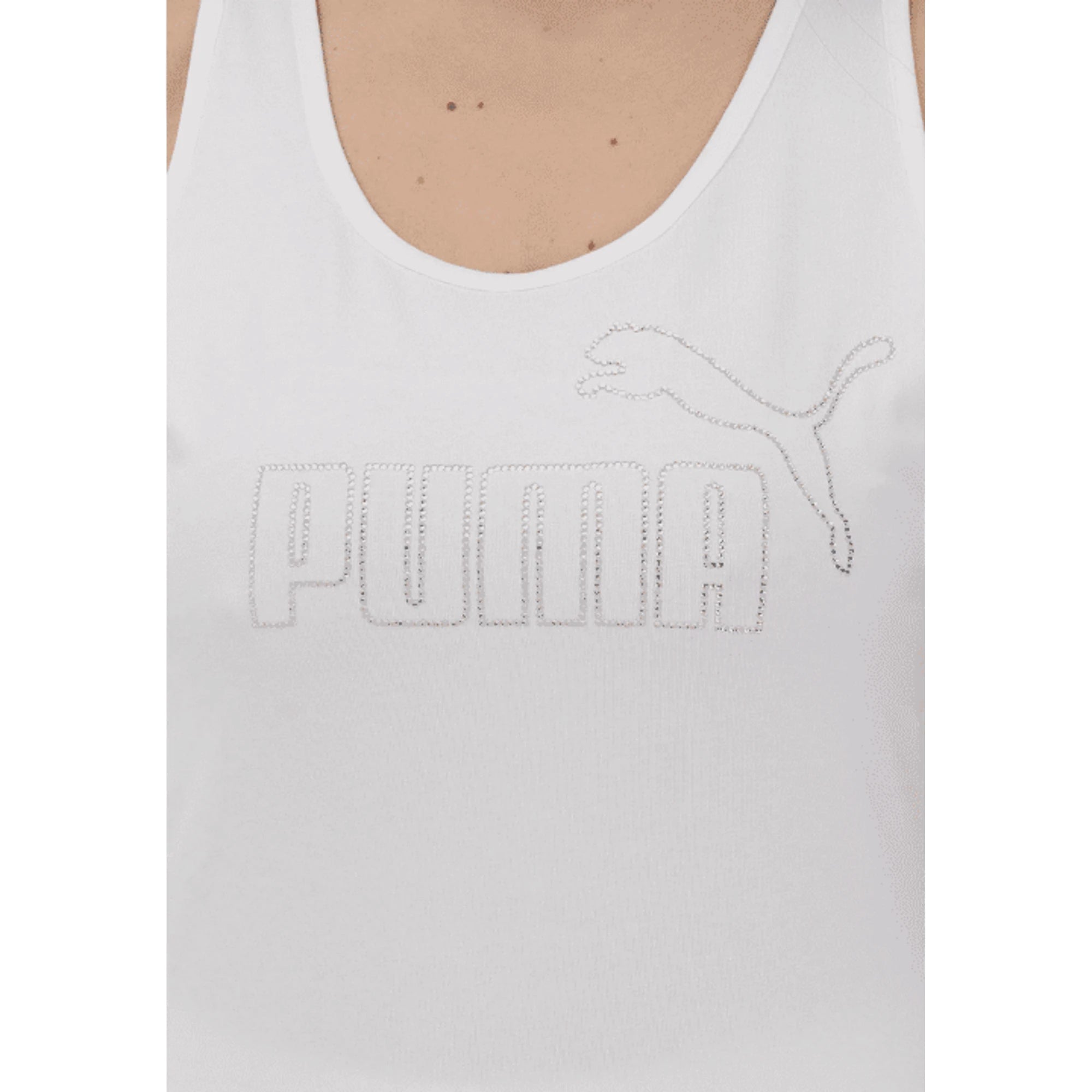 PUMA Canotta ESS LOGO TANK RHINESTONE Bianca Donna