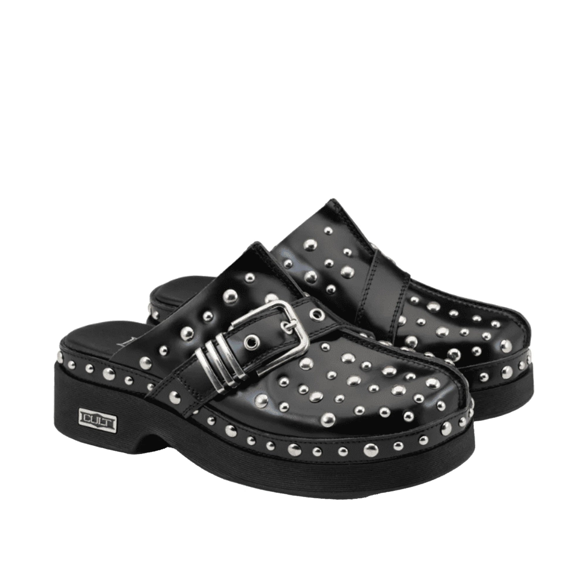 CULT Sabot Clog Muse 4743 in Pelle Nera con Borchie