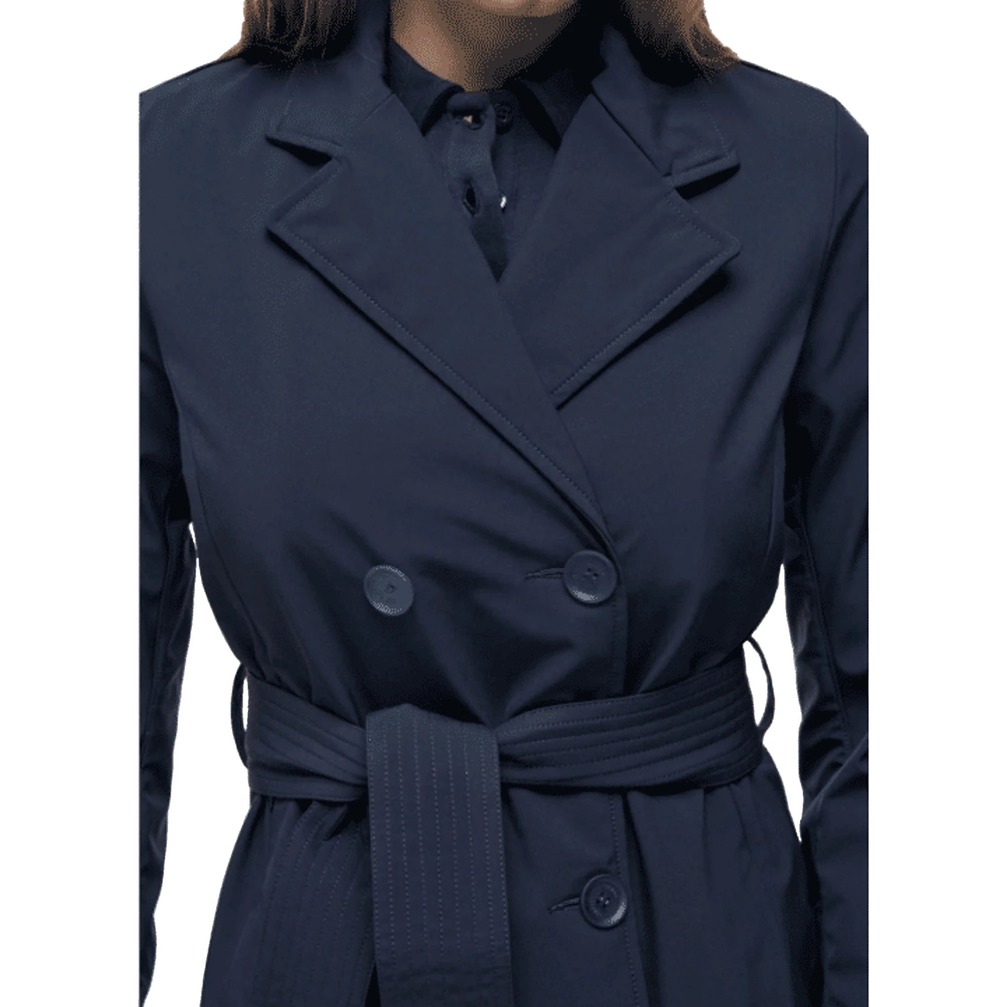 COLMAR Trench Doppiopetto in Blu con Cintura da Donna