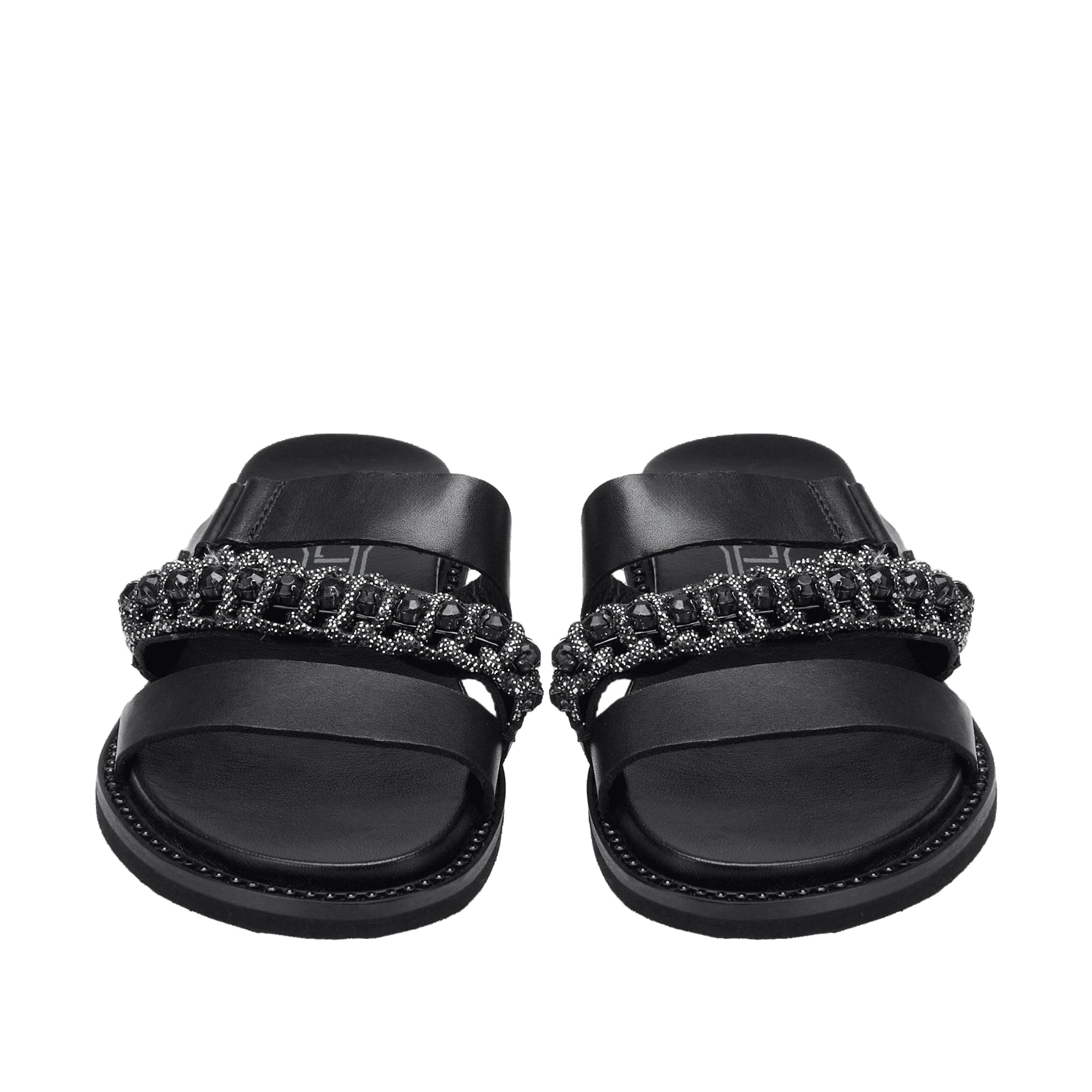 CULT Sandali Donna Roshelle in Pelle Nera con Strass
