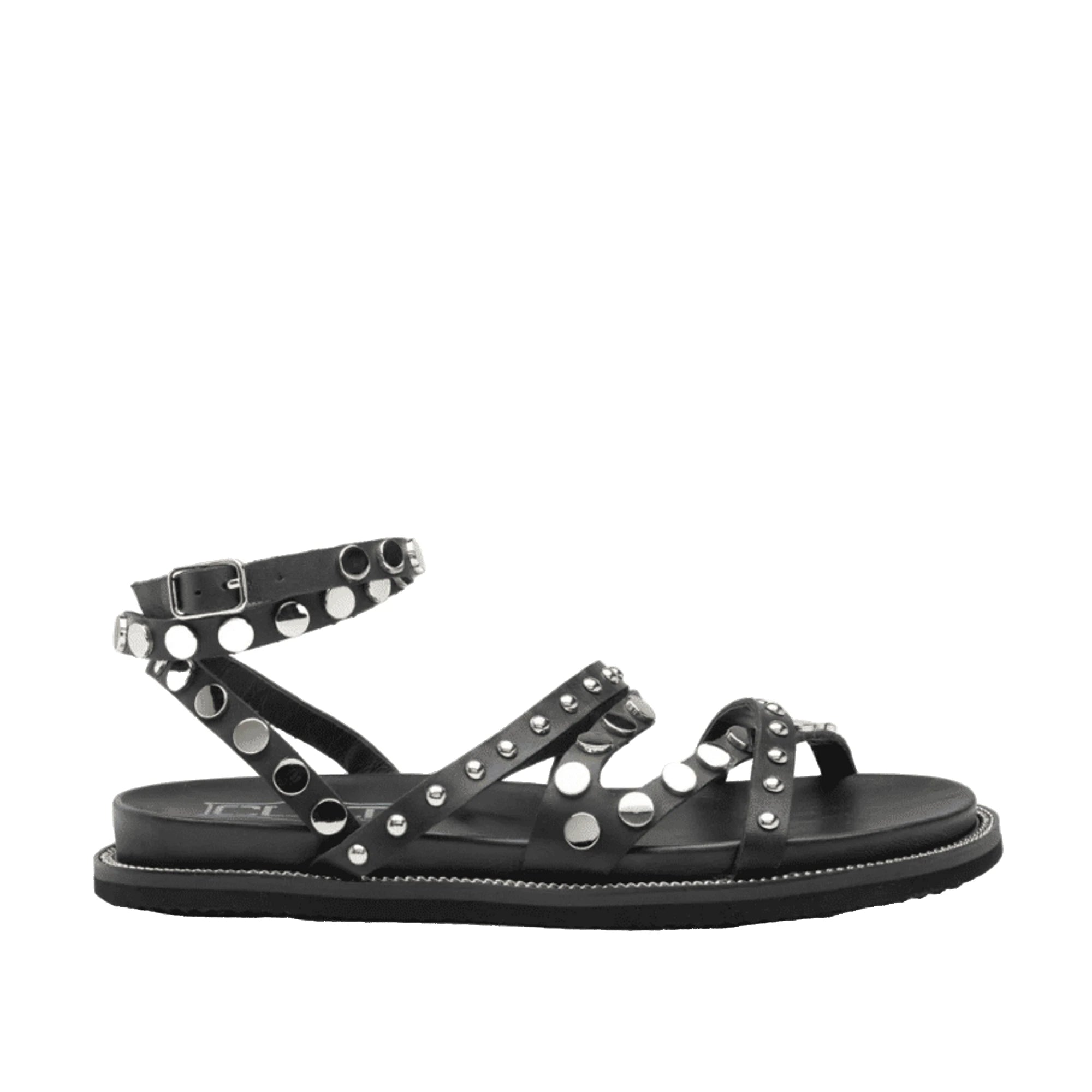 CULT Sandali Roshelle in Pelle Nera Borchiati