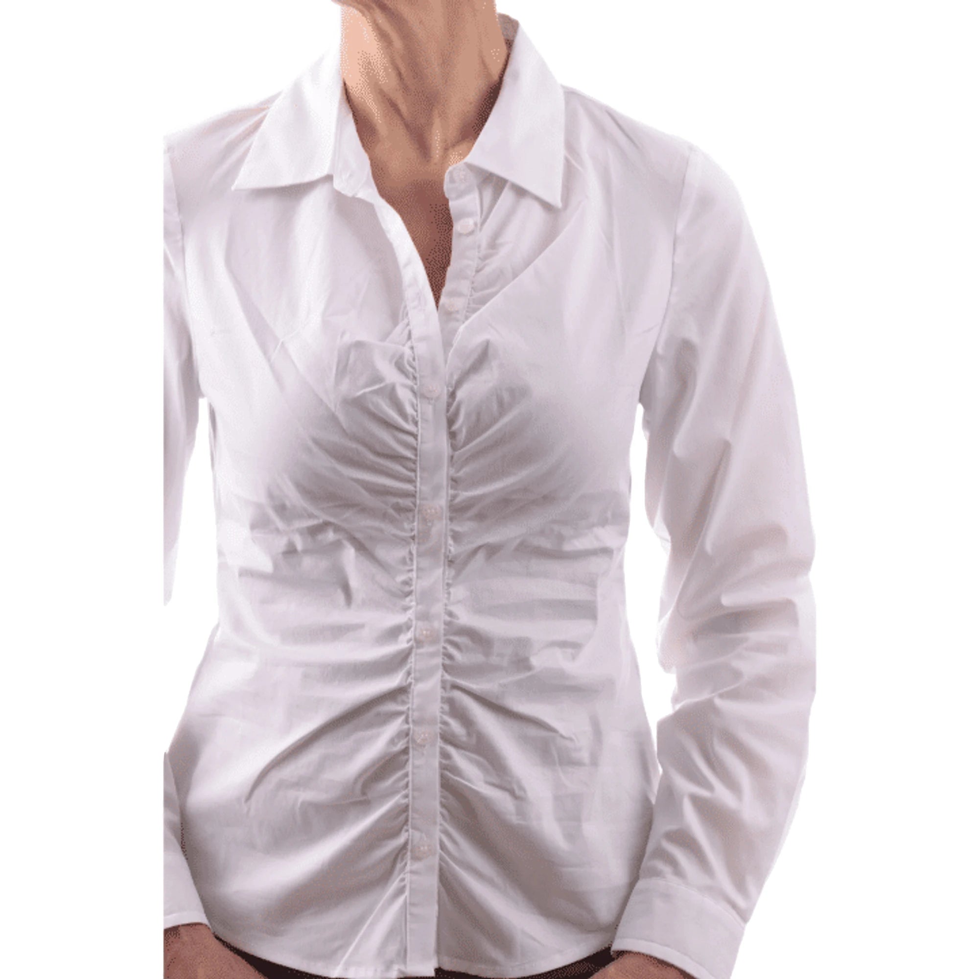 GUESS Camicia Bianca Arricciata da Donna in Cotone Elegante