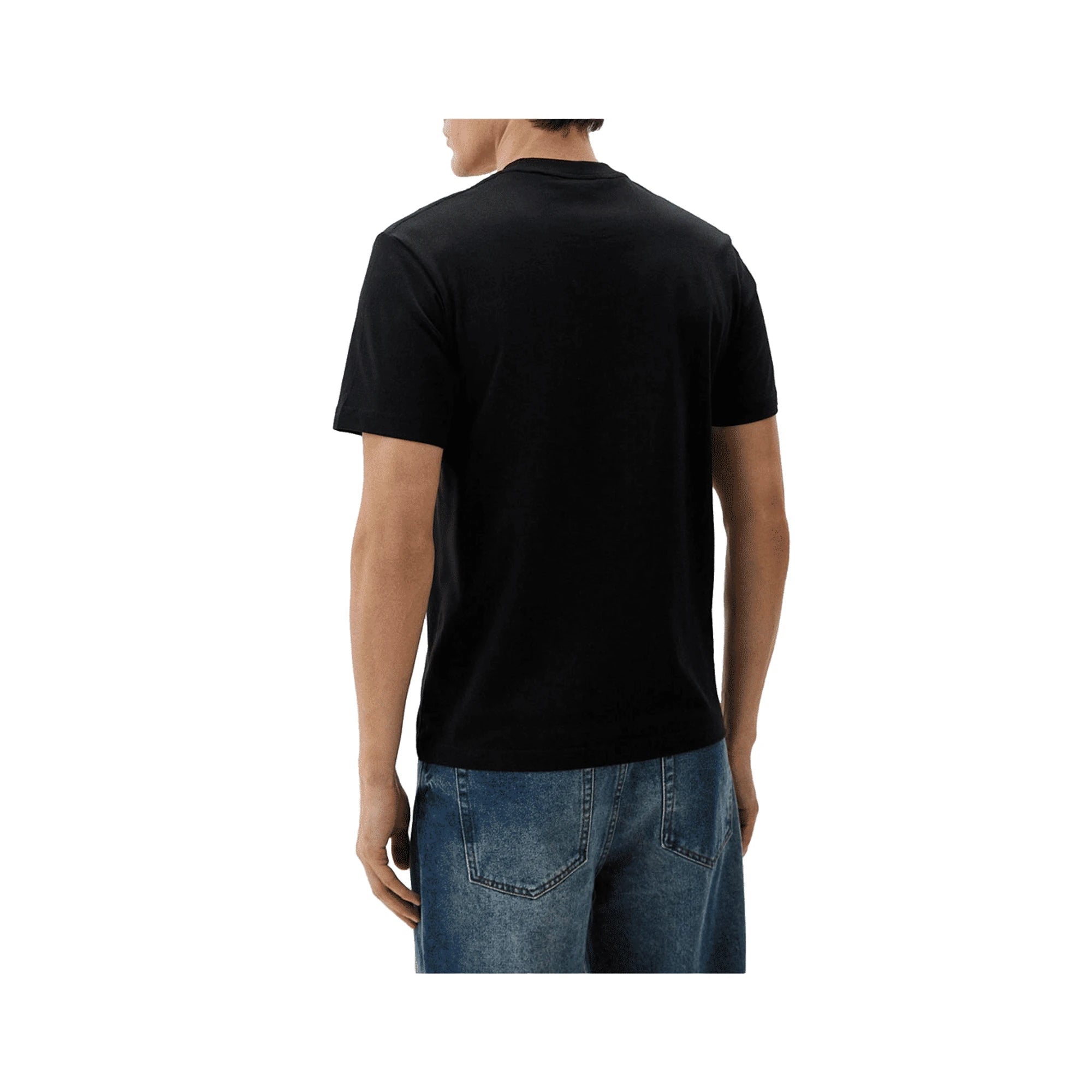 LACOSTE T-shirt a Girocollo da Uomo Nera con Taschino