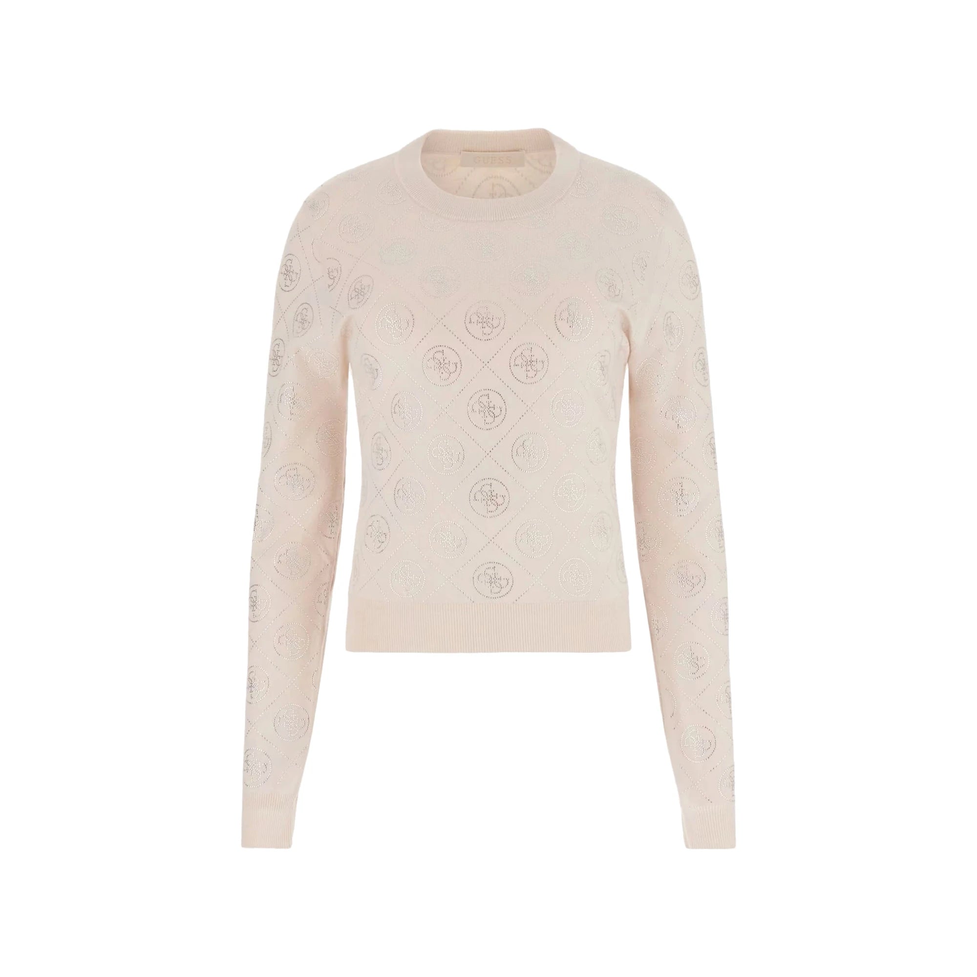 GUESS Maglione da Donna Logo con Strass in Misto Lana