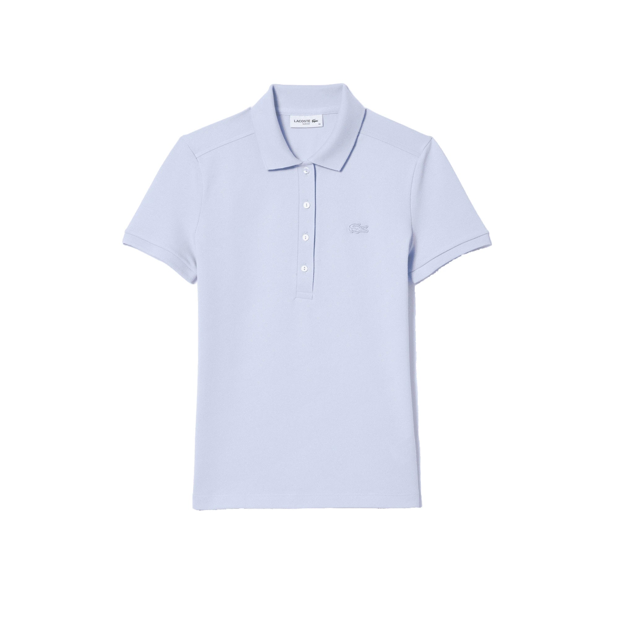 LACOSTE Polo da Donna in Cotone Elasticizzato a Tinta Unita azzurra