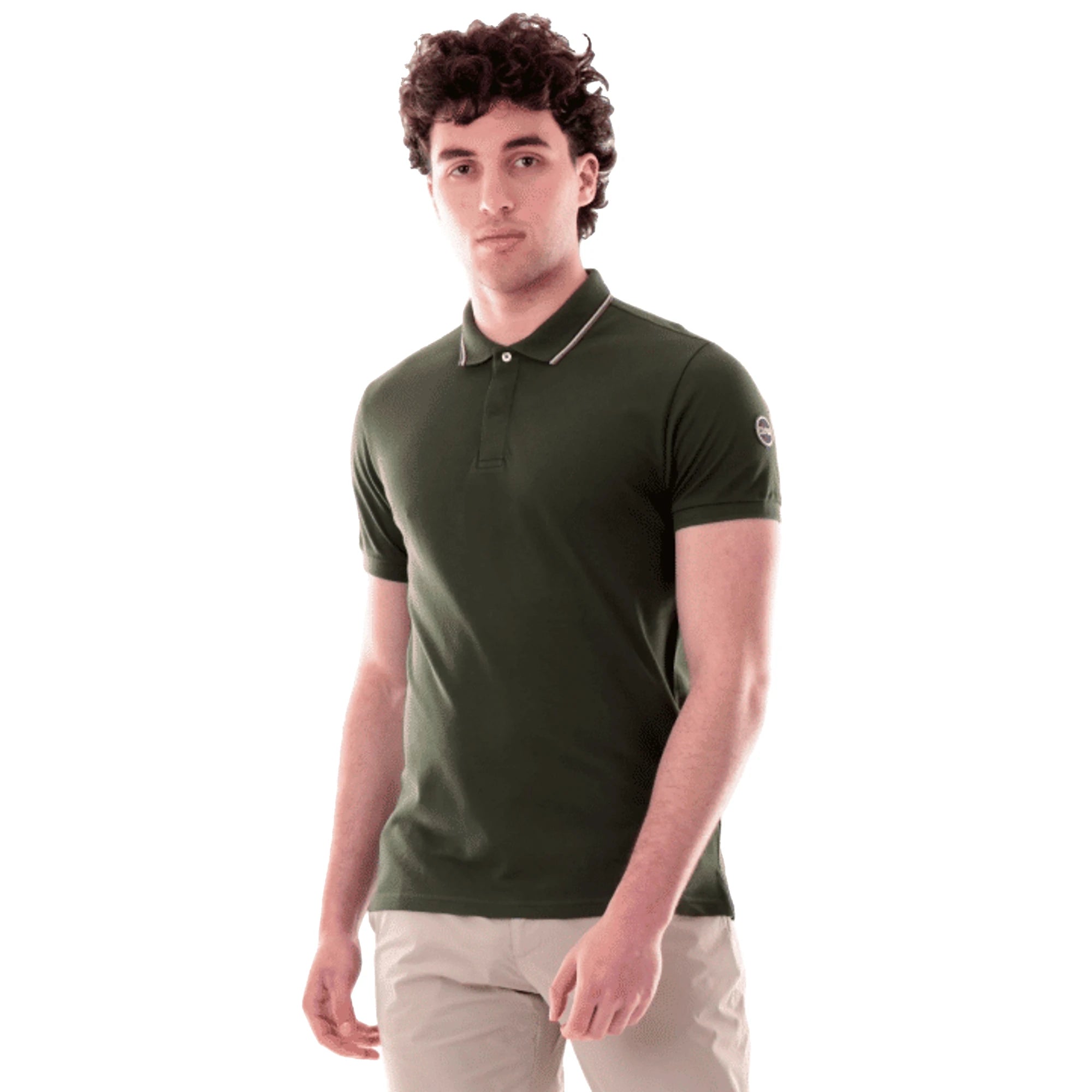 COLMAR Polo in Piqué di Cotone Verde da Uomo