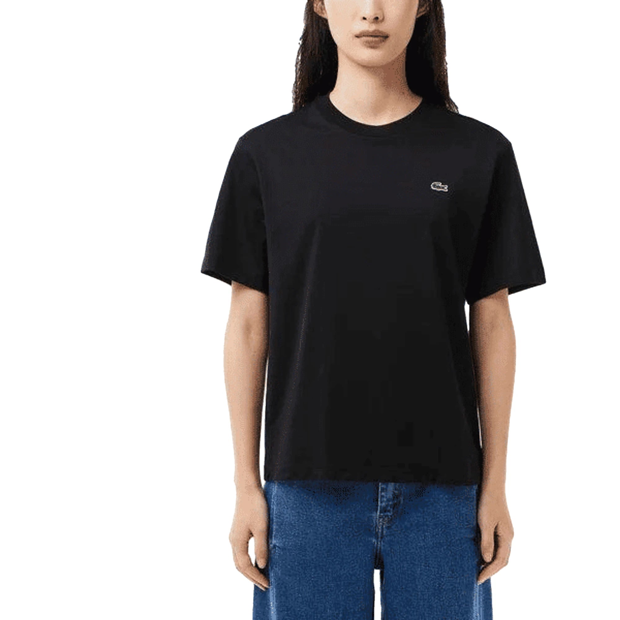 LACOSTE T-shirt a Girocollo Nera da Donna
