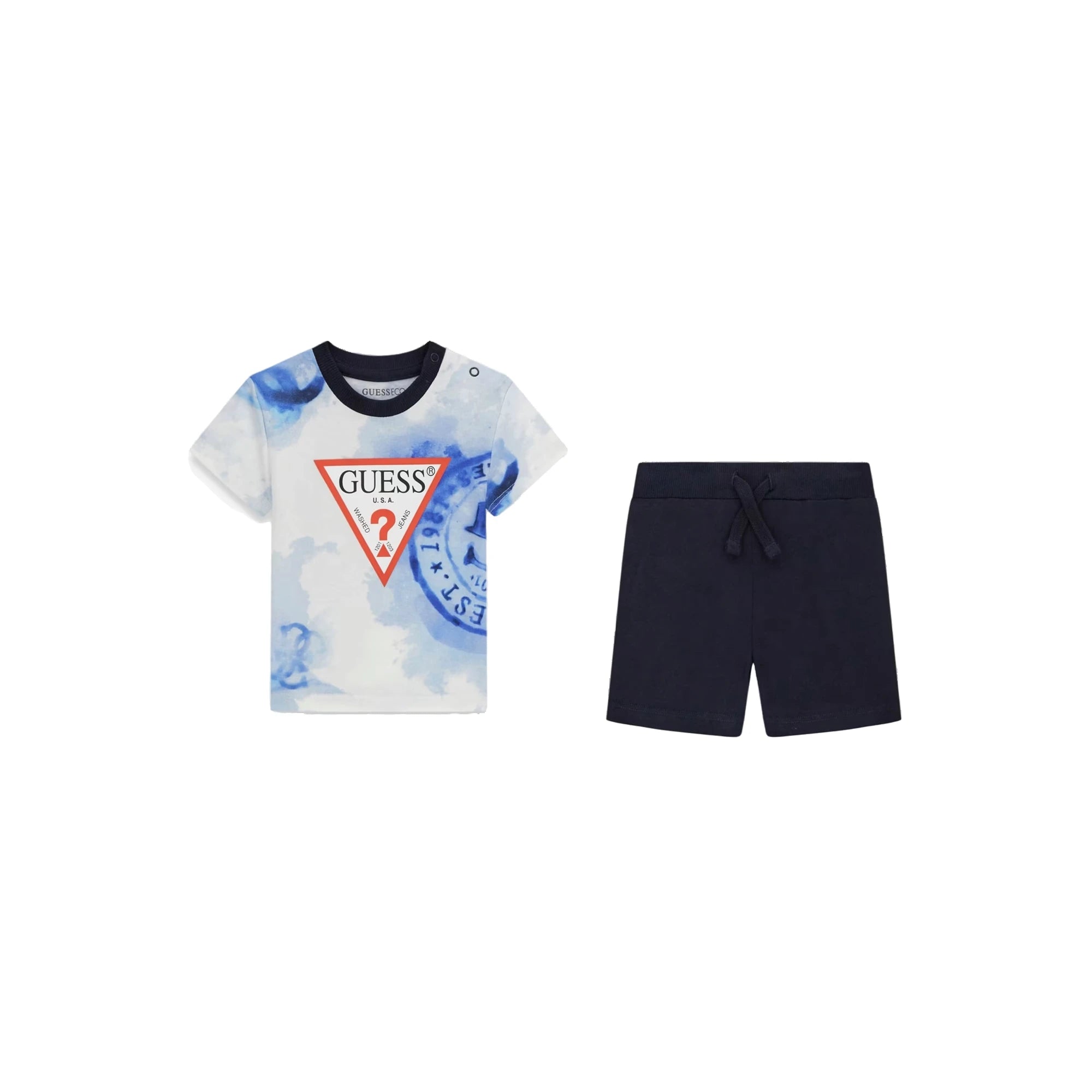 GUESS Set T-shirt e Pantaloni Corti in Cotone da Bambino