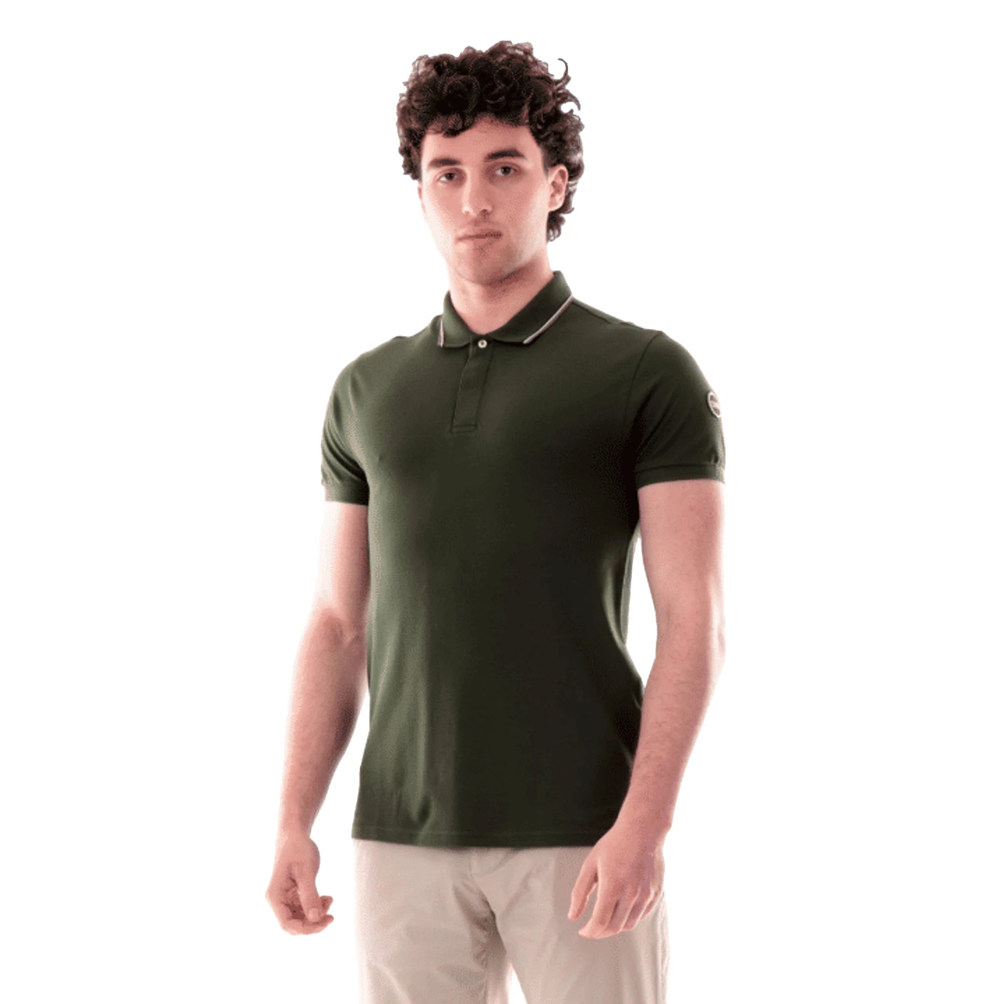 COLMAR Polo in Piqué di Cotone Verde da Uomo