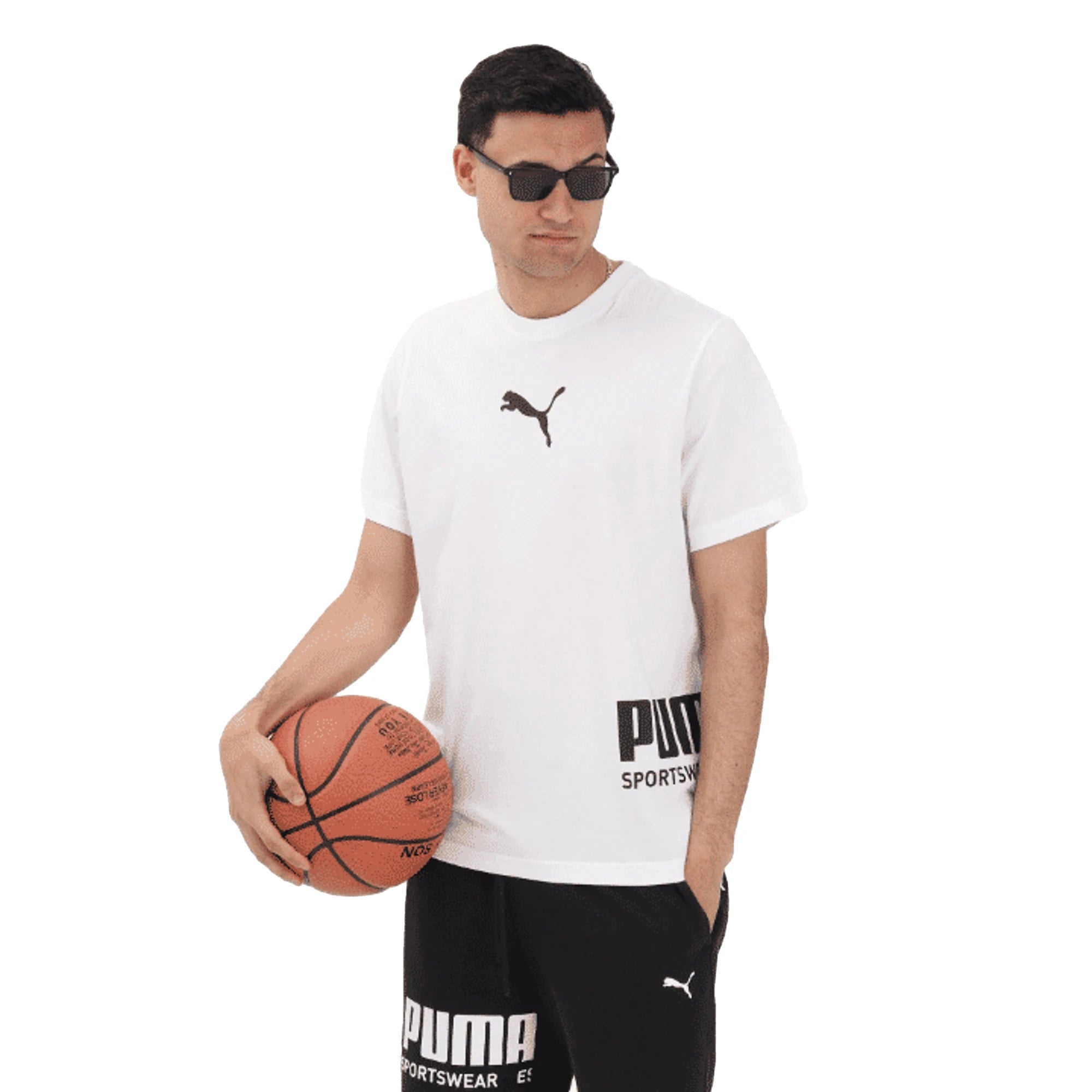 PUMA Maglietta Sport Graphic Uomo Bianca Relaxed Fit