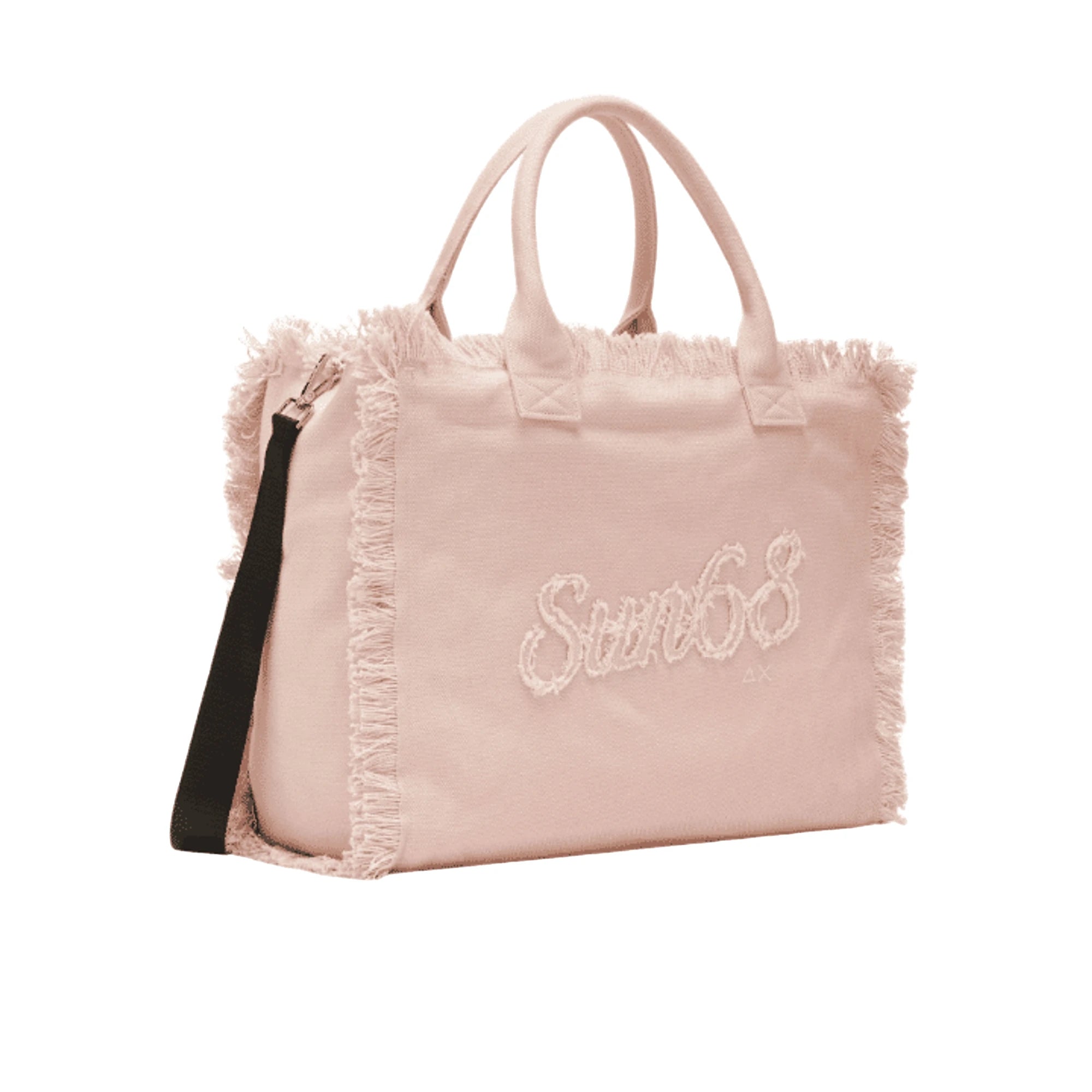 SUN68 Shopping Bag Media in Tela di Cotone Porcellana