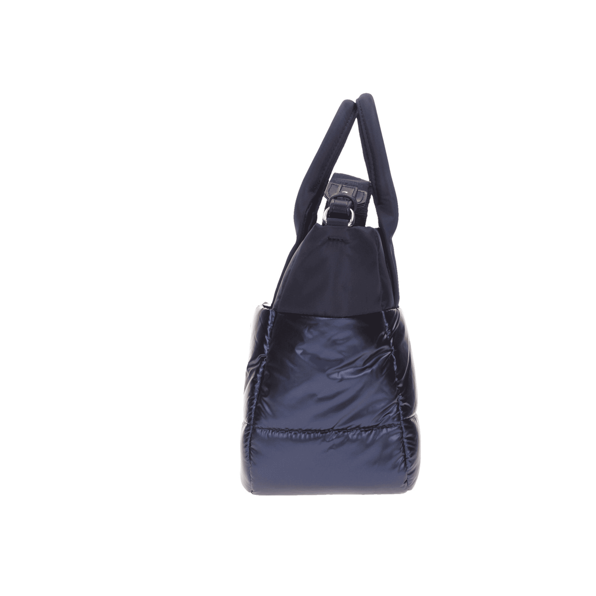 Borsa Donna Quartxs01 Navy, con impunture a righe ed inserto effetto lucido