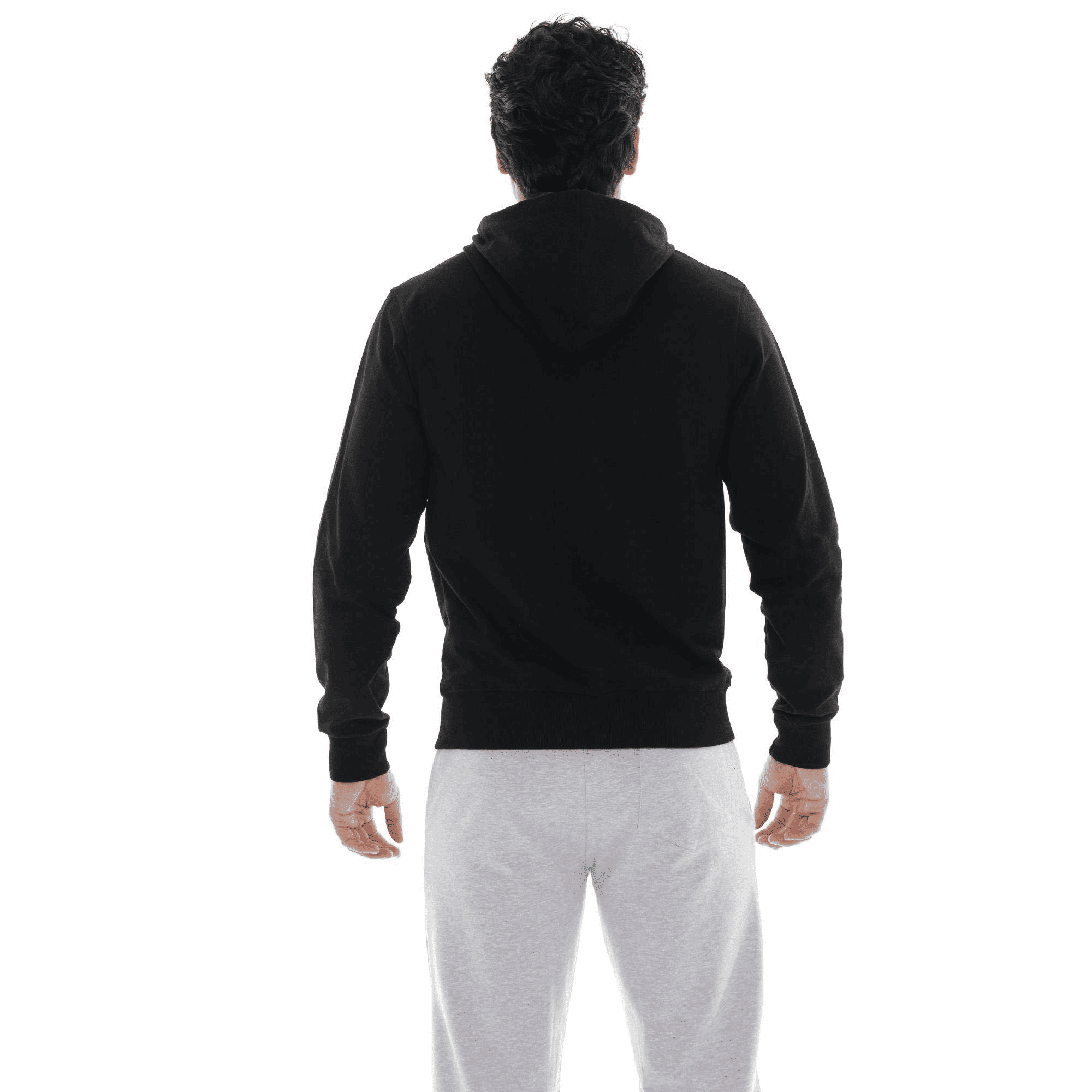 Felpa invernale da uomo con cappuccio e zip con logo piccolo "Basic"