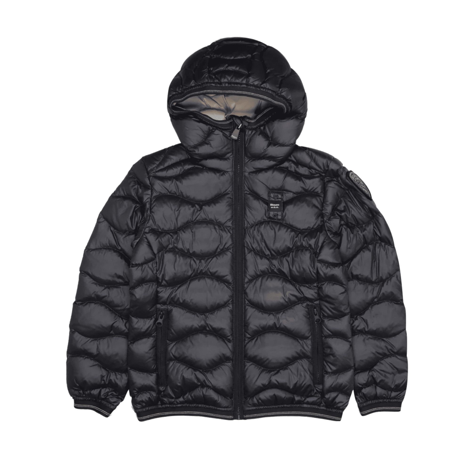 Piumino Blauer nero onde logo strass Lowell da bambina C03385007285999