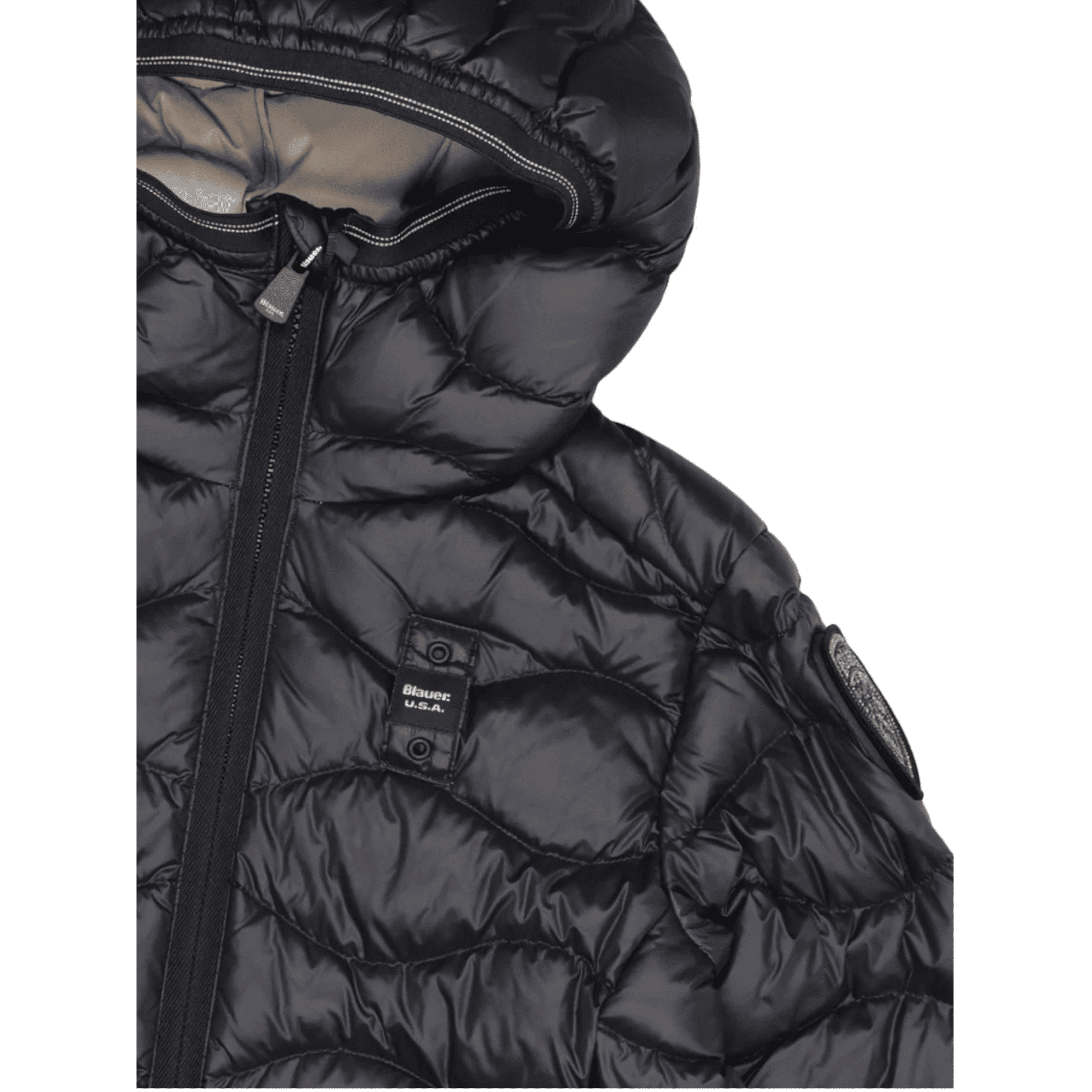 Piumino Blauer nero onde logo strass Lowell da bambina C03385007285999