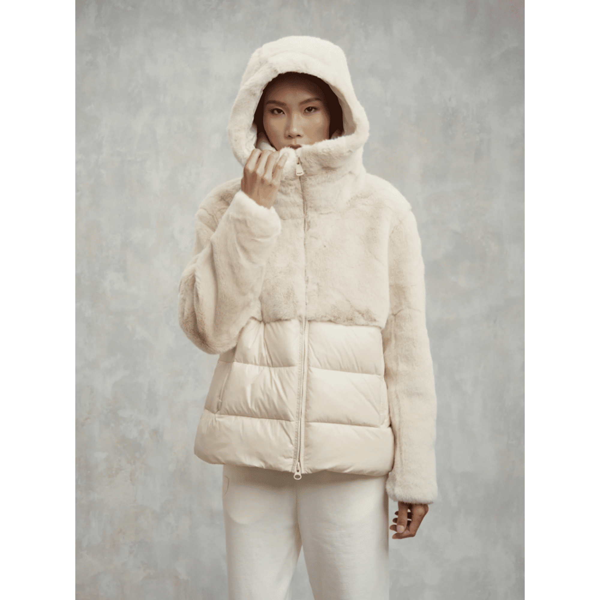 GIUBBETTO NYLON CON PELLICCIA ECO FANEVIL