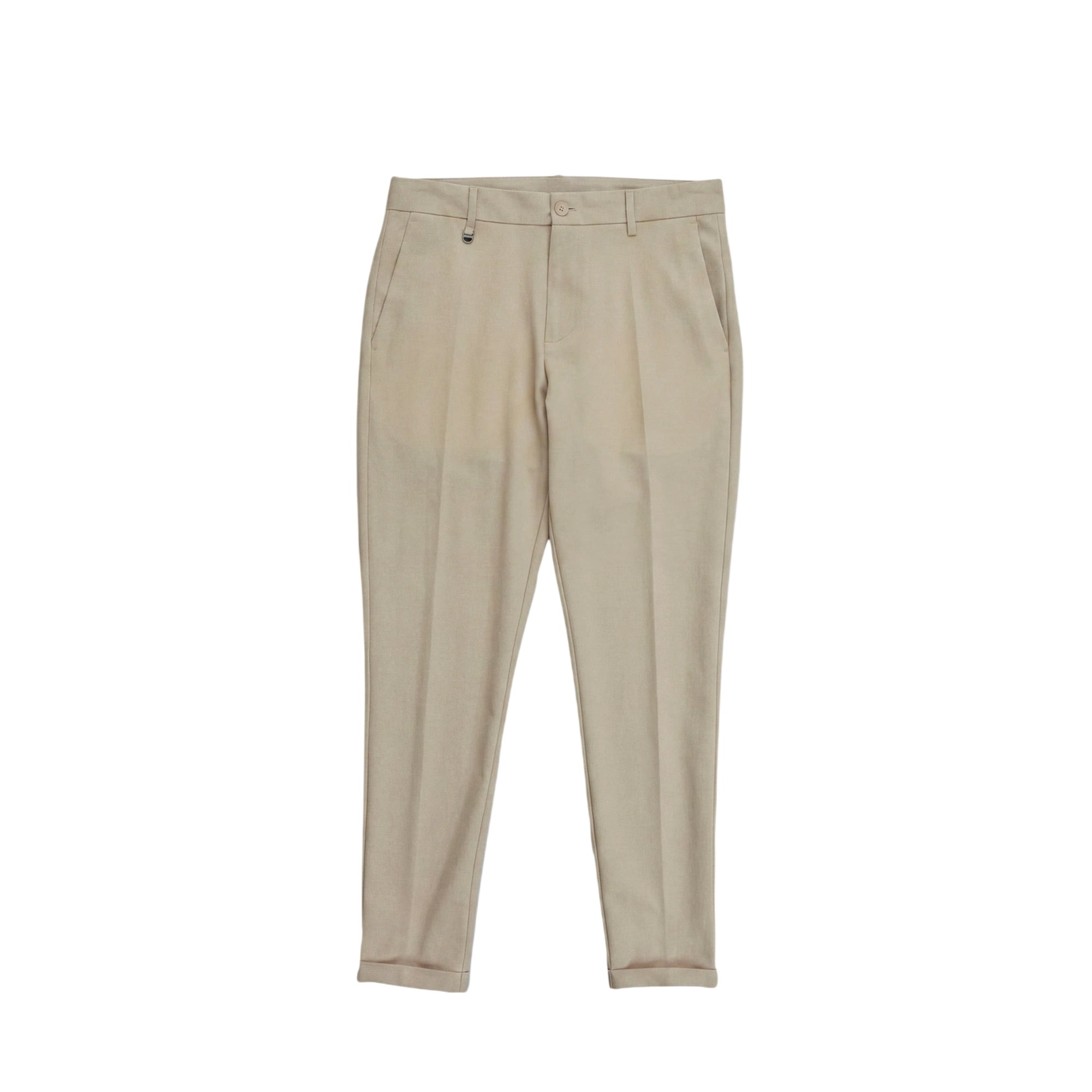 Pantalone Uomo Beige super skinny, con risvolto sul fondo