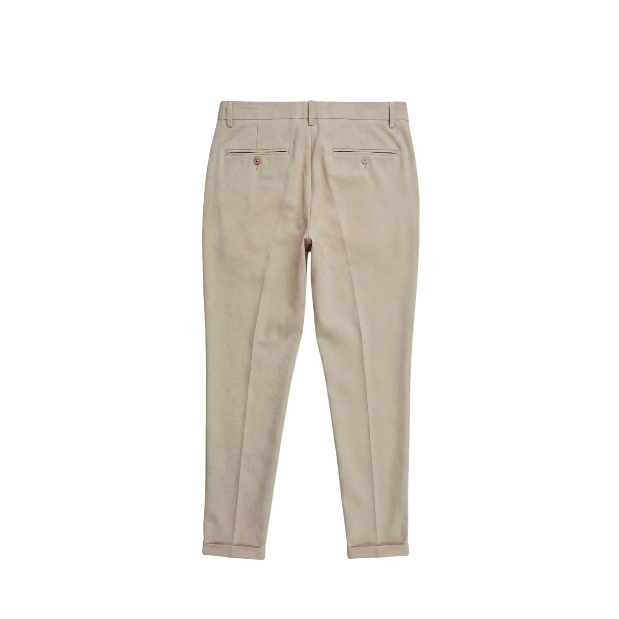 Pantalone Uomo Beige super skinny, con risvolto sul fondo