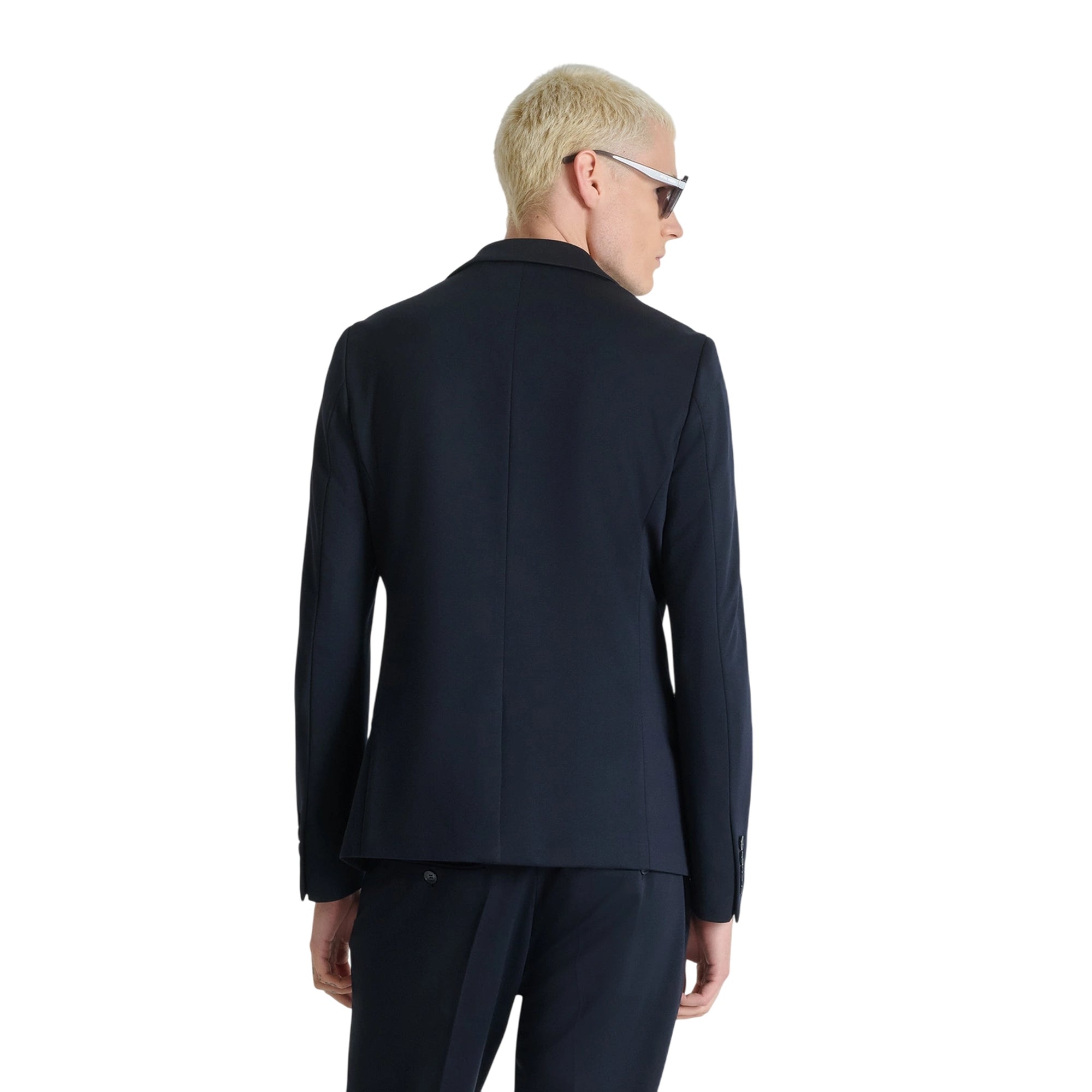 Giacca Uomo Blu monopetto, dal fit slim con patte laterali