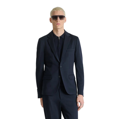 Giacca Uomo Blu monopetto, dal fit slim con patte laterali