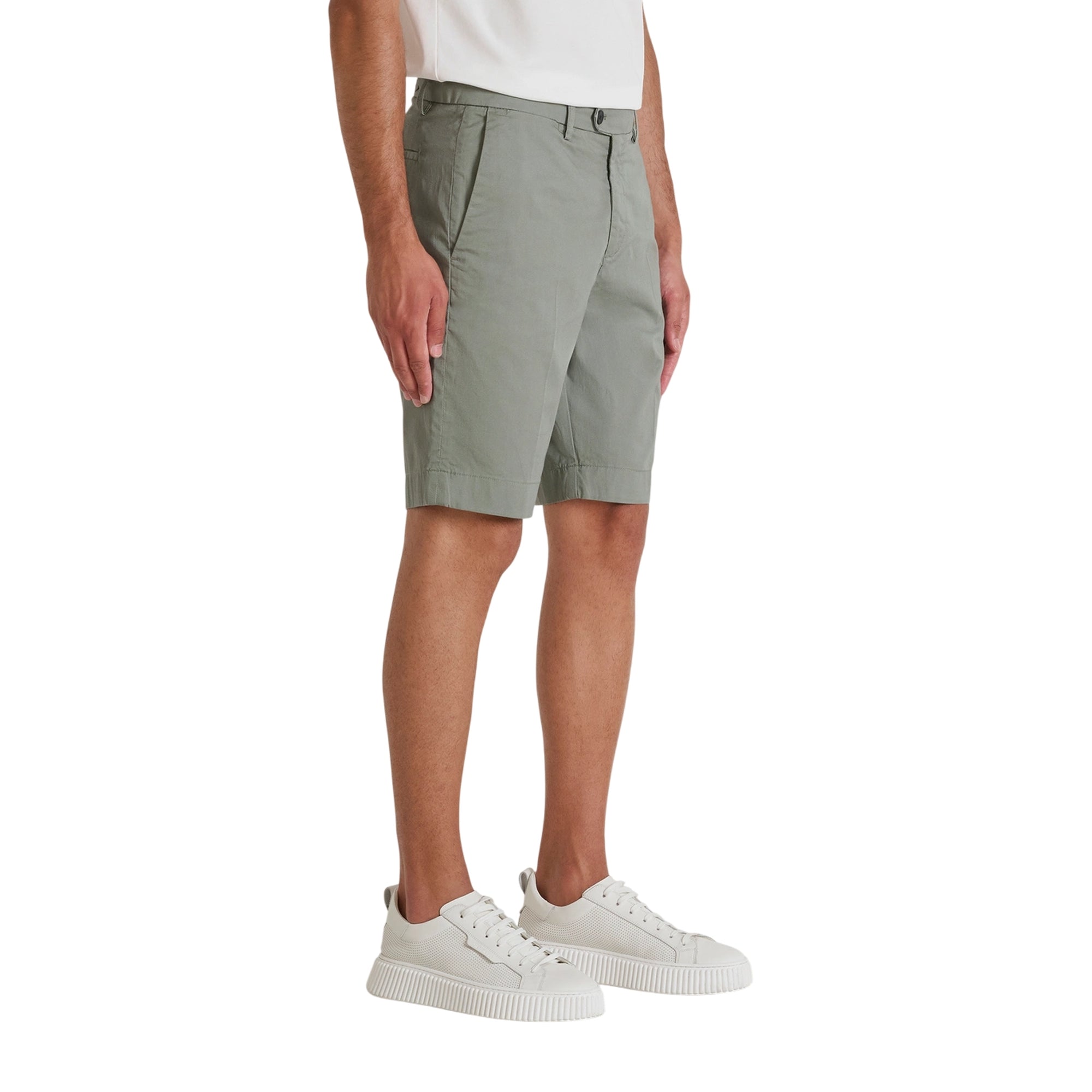 Pantalone Uomo in cotone Verde, con bottone asimmetrico
