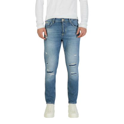 Jeans Uomo in denim di cotone, design cinque tasche, con strappi