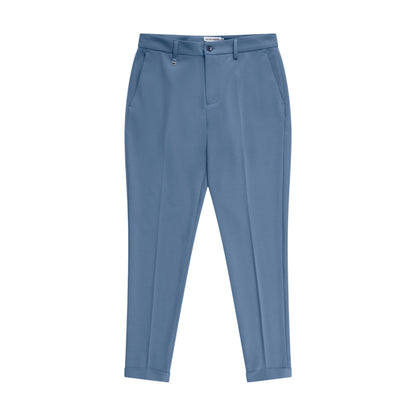  Pantalone Uomo Celeste skinny, con risvolto sul fondo