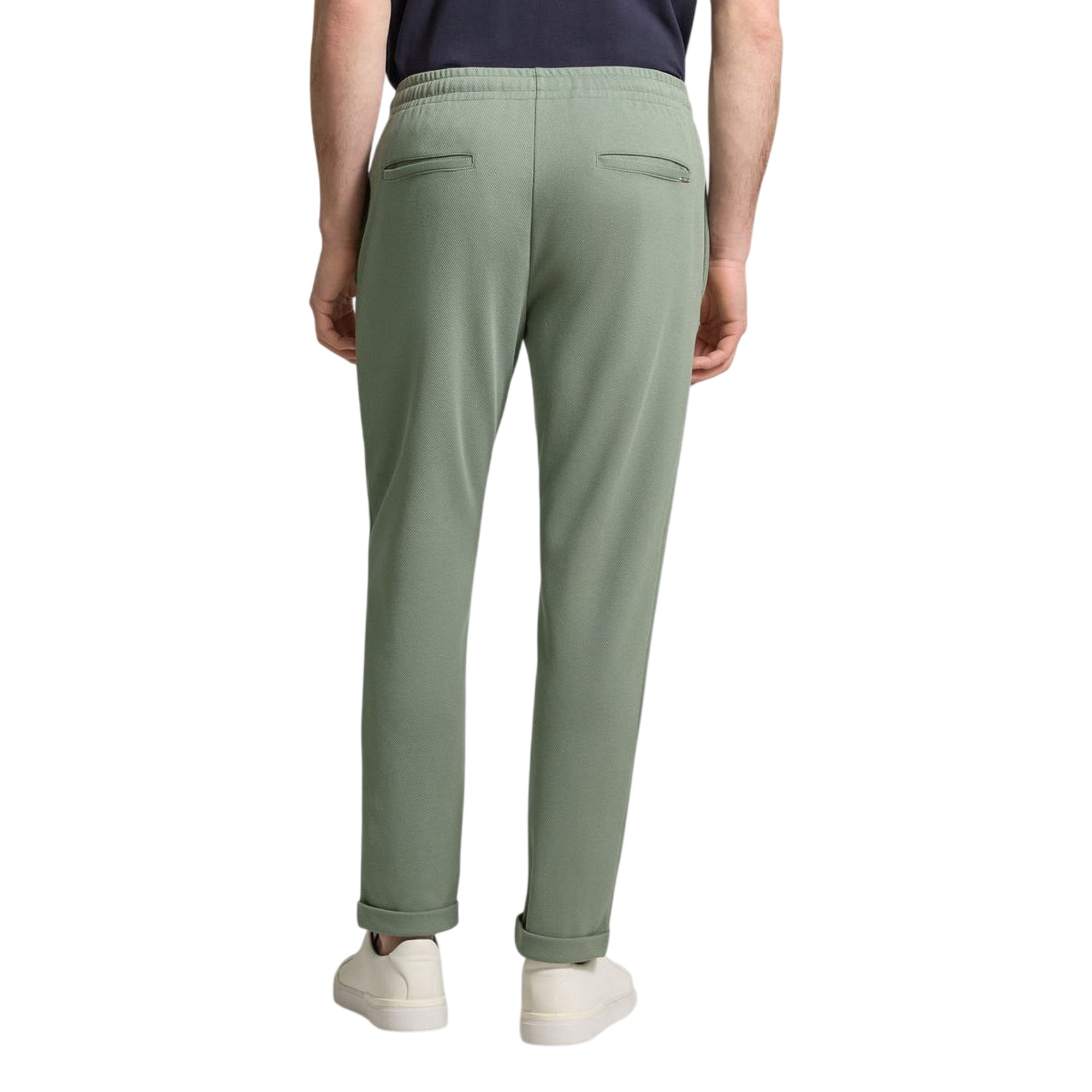 Pantalone Uomo misto cotone Verde, con risvolto sul fondo