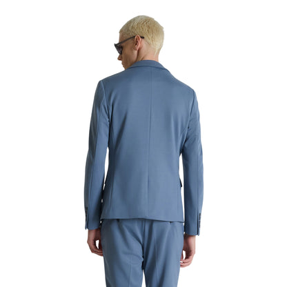 Giacca Uomo Celeste monopetto, dal fit slim con patte laterali