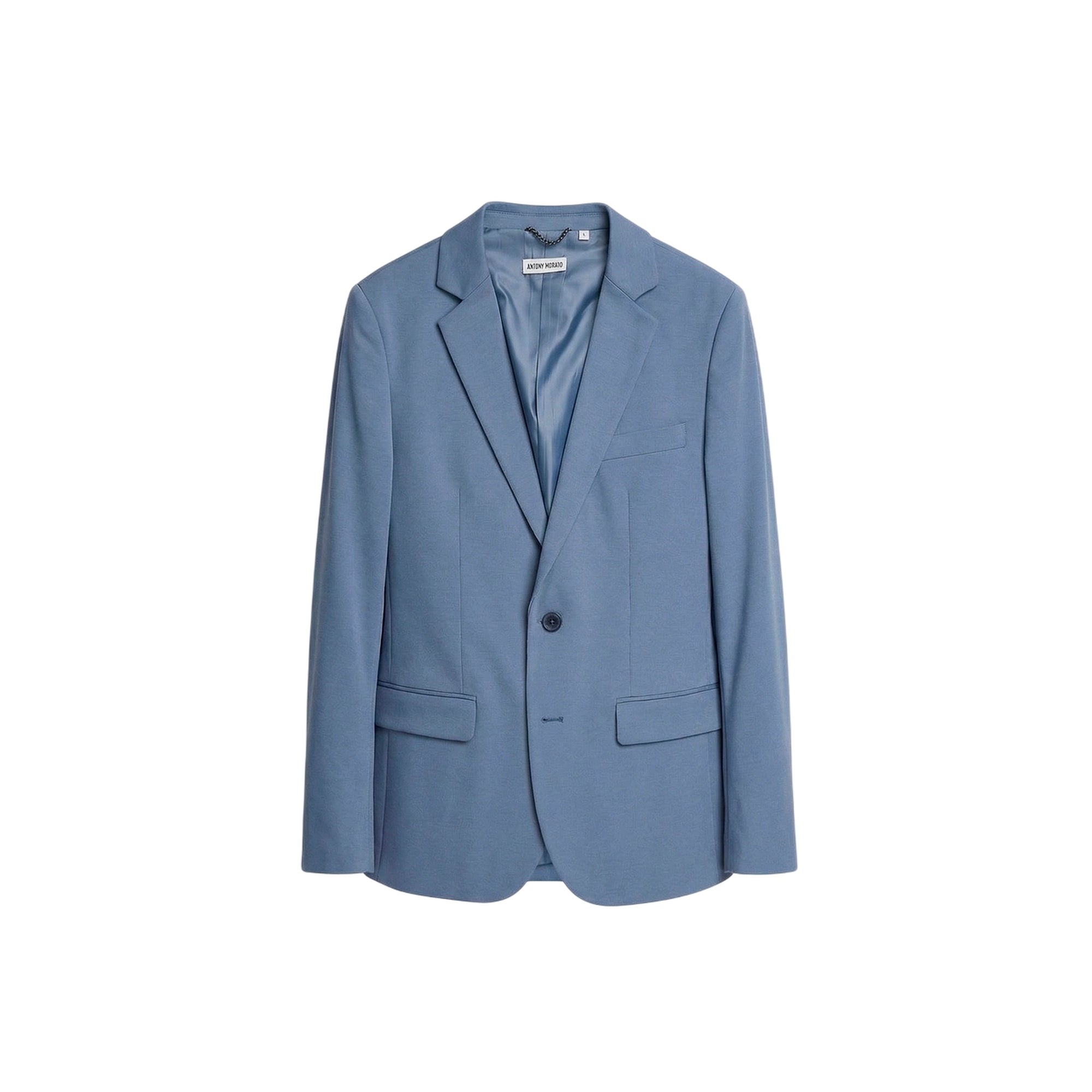 Giacca Uomo Celeste monopetto, dal fit slim con patte laterali