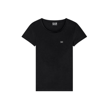 T-shirt Donna in cotone elasticizzato, con logo applicato